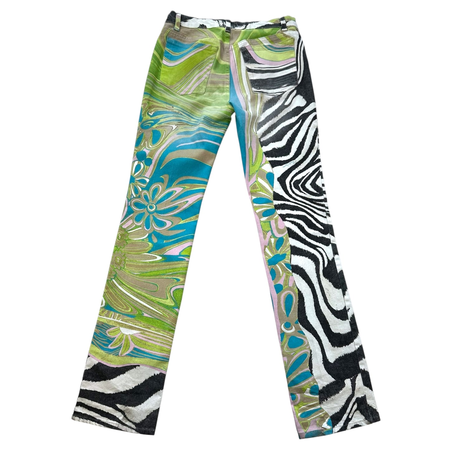 Roberto Cavalli S/S 2004 Floral & Zebra Print Jeans