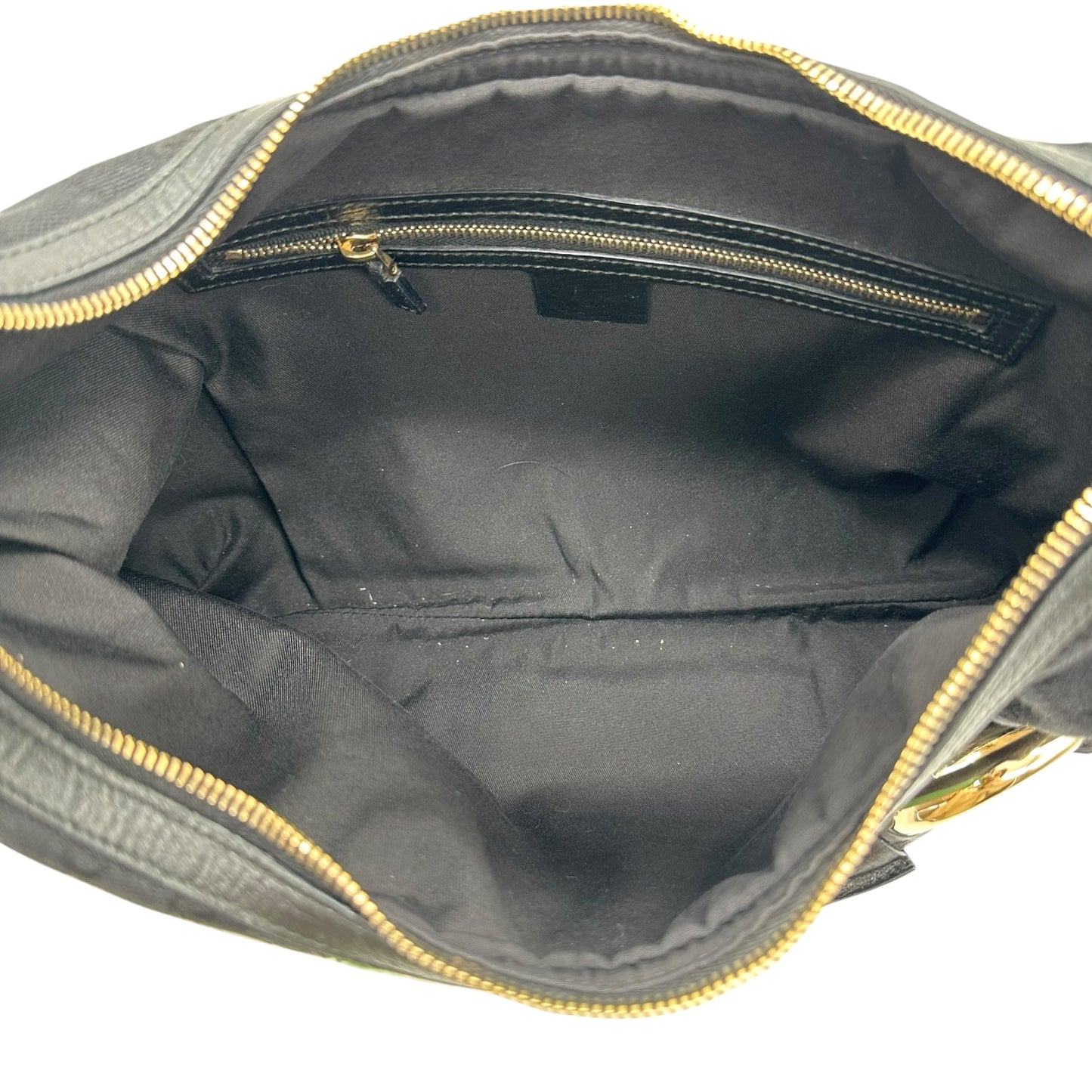 Gucci Black Monogram Horsebit Hobo Bag