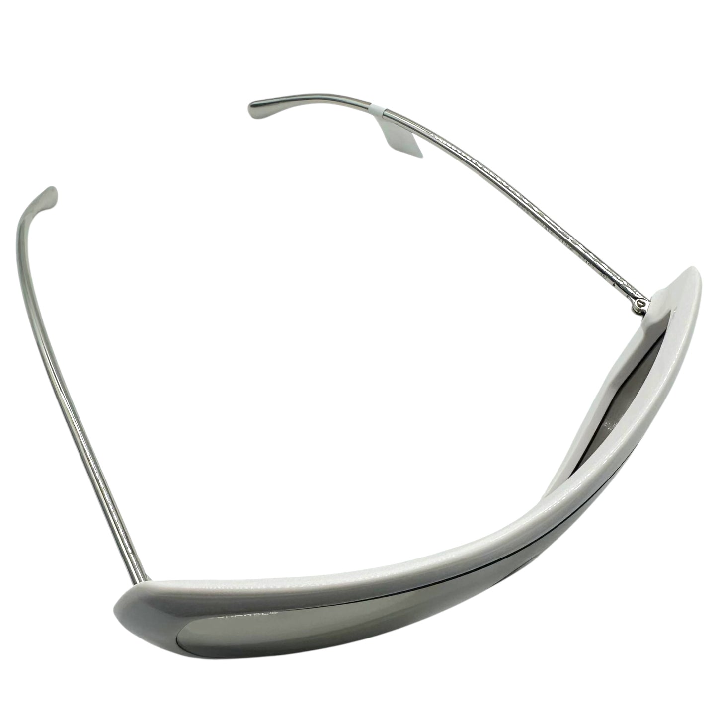 Chanel 71336 White & Silver Mirrored Shield Sunglasses