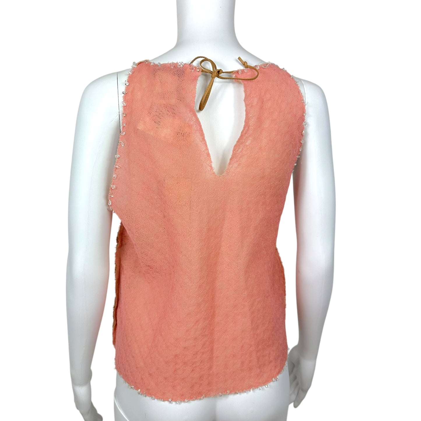 Fendi by Karl Lagerfeld Pink Beaded Knit Tank Blouse NEW