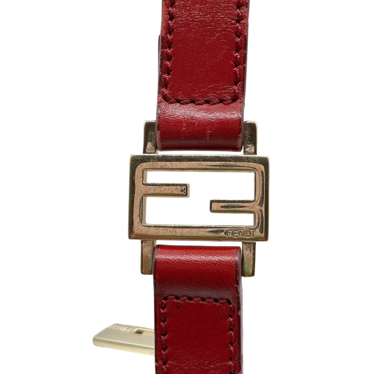 Fendi Tan & Red Zucchino Monogram Pochette Bag