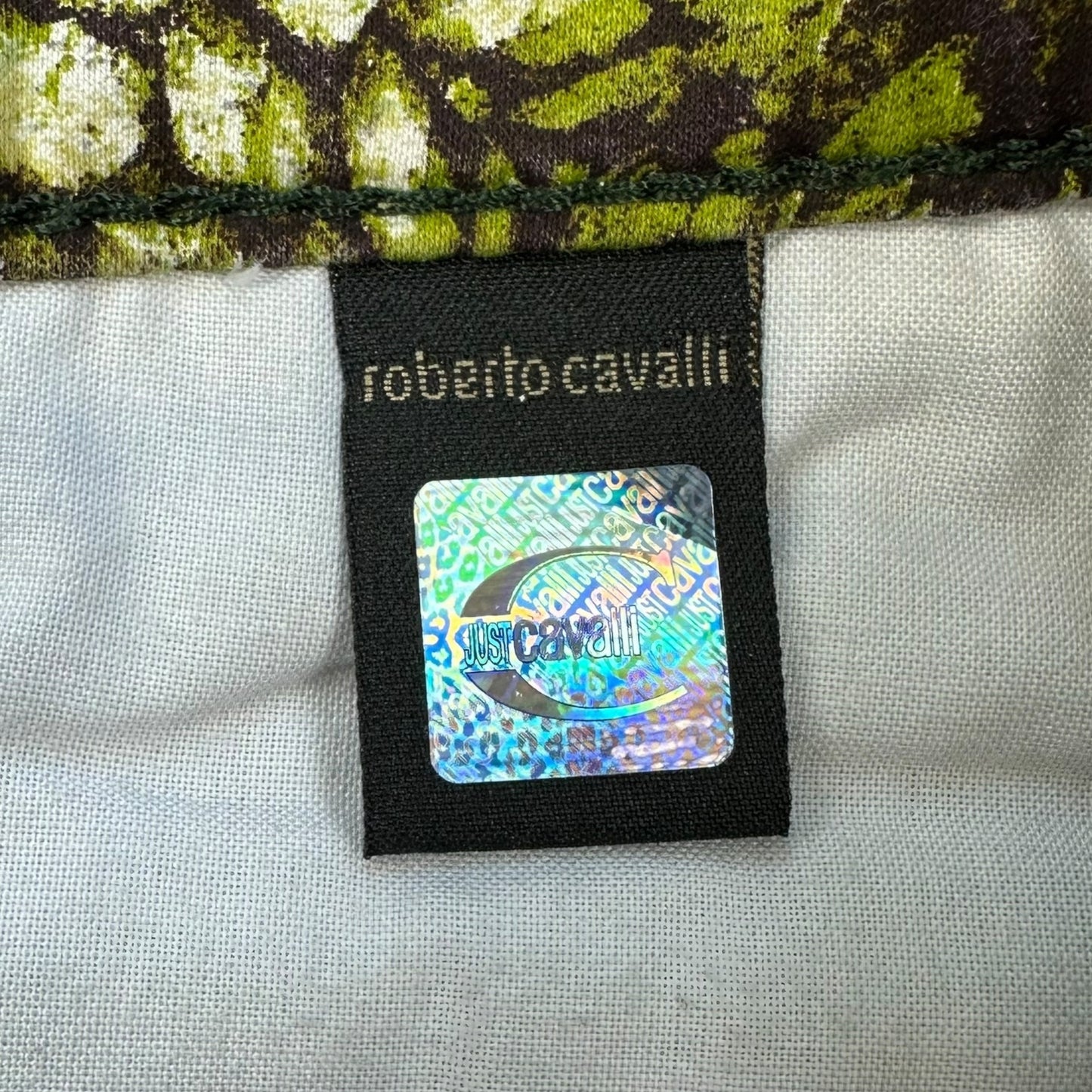 Just Cavalli Roberto Cavalli Green Scale Print Micro Mini Shorts