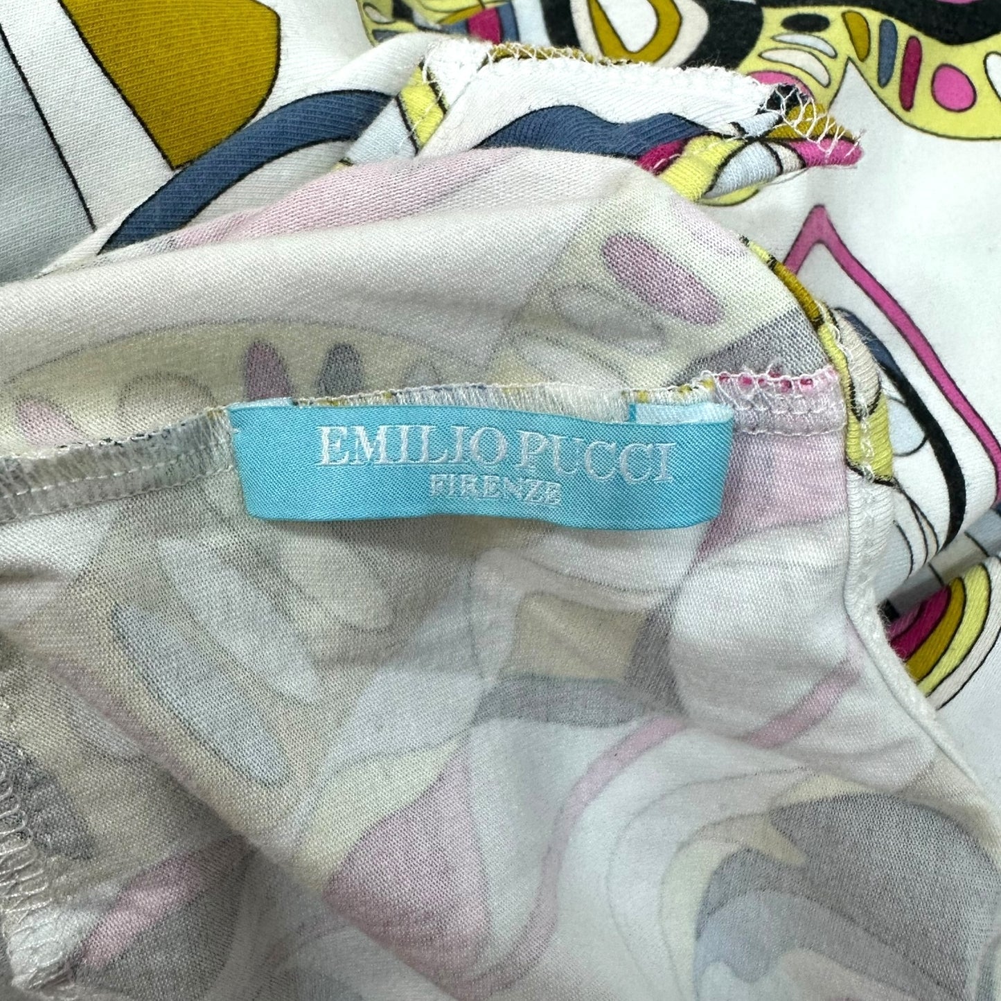 Emilio Pucci White Multicolor Printed Cross Back Mini Dress