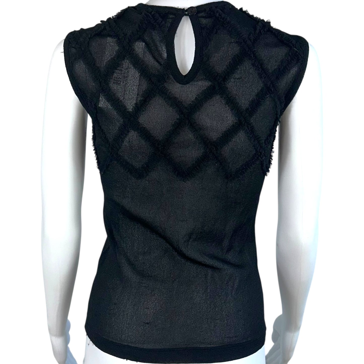 Jean Paul Gaultier Black Ruffle Aqqlique Tank Top