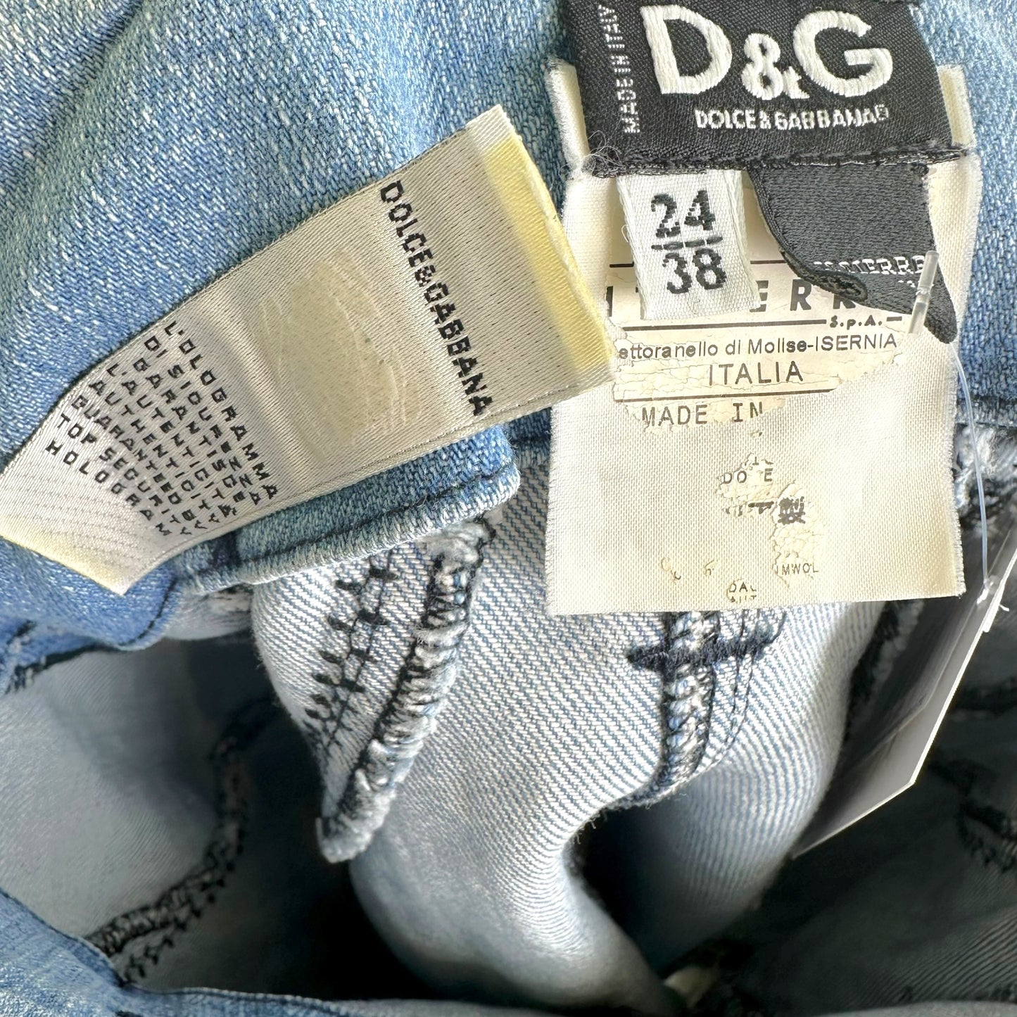 D&G High Waisted Denim Mini Skirt Light Blue Lace-Up