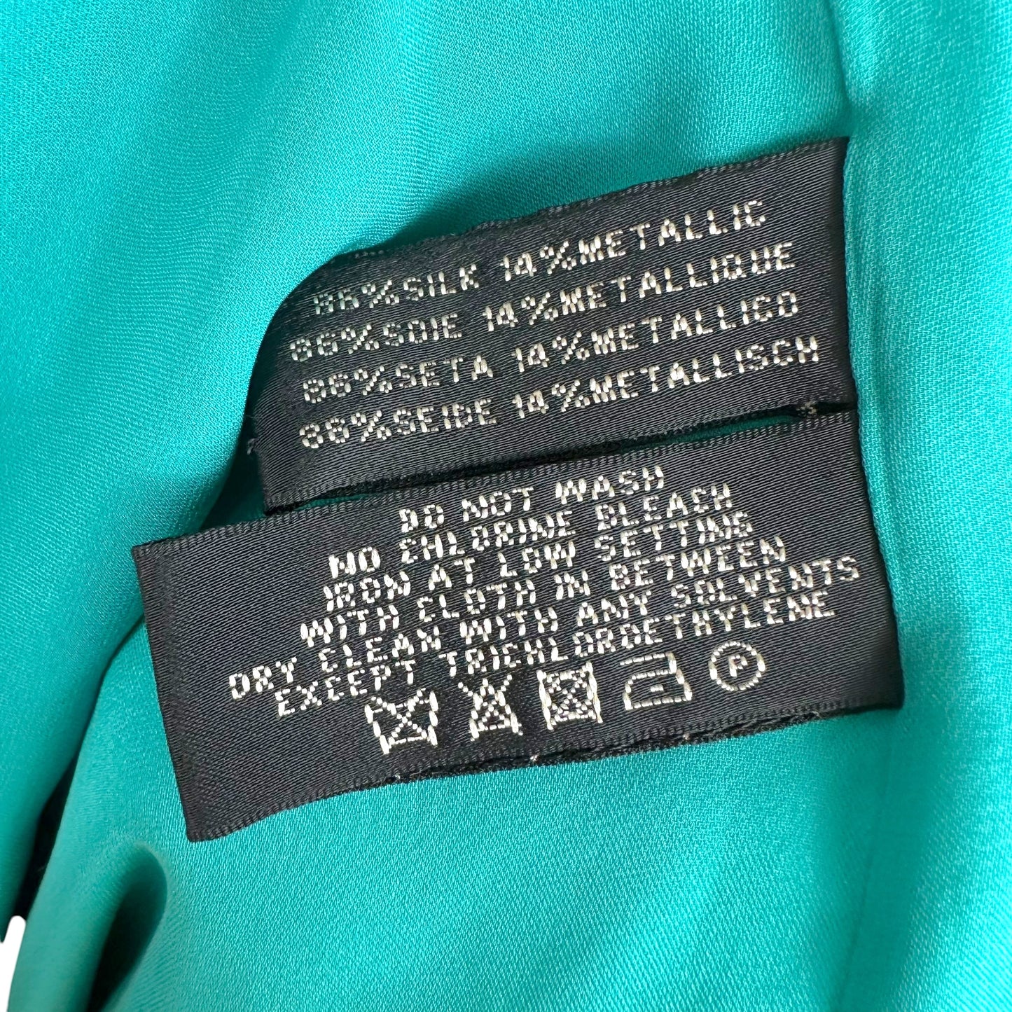 Ralph Lauren Black Label Turquoise & Gold Paisely Patterned Silk Blouse