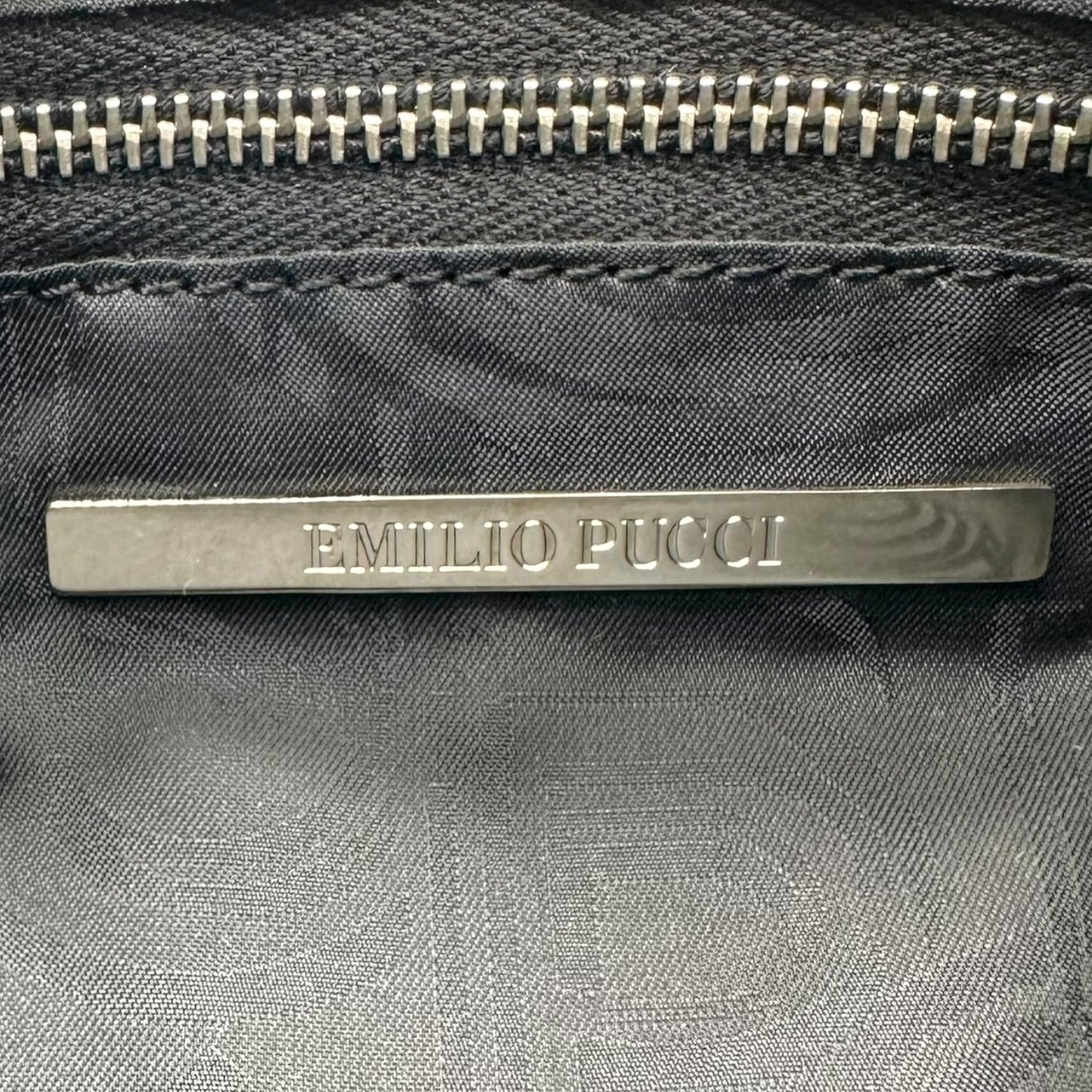 Emilio Pucci Black Crescent Mini Bag w/ Printed Pocket - Outfit Repeater