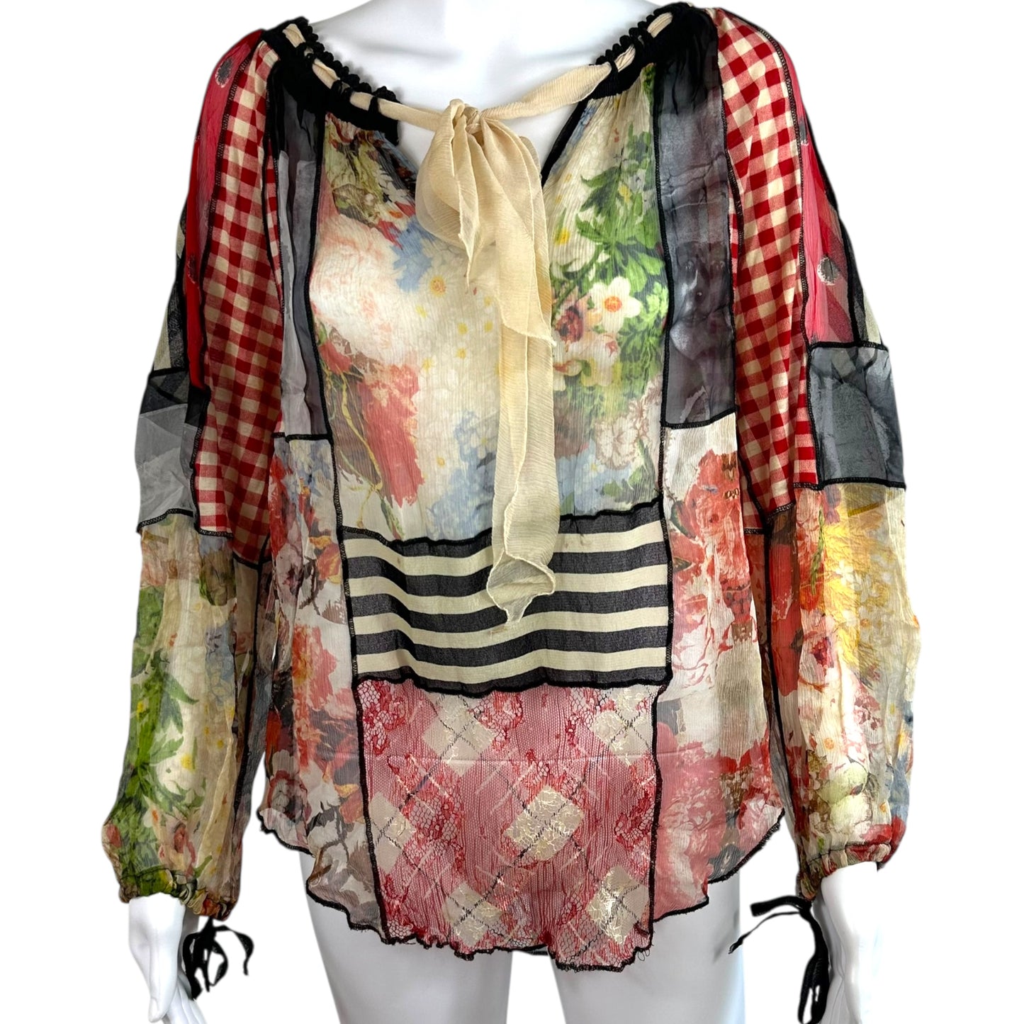 Jean Paul Gaultier Patchwork Patterned Blouse