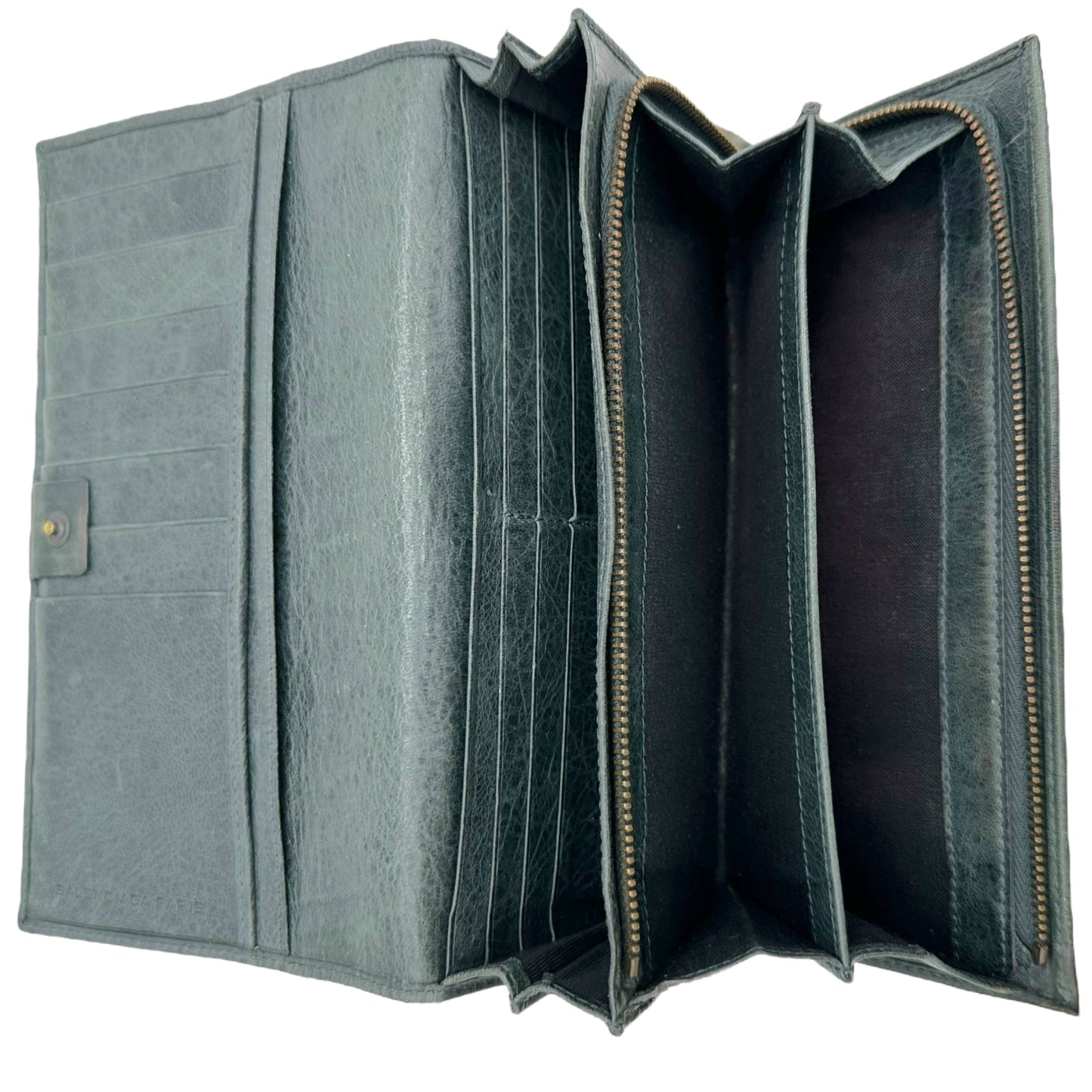 Balenciaga City Long Wallet Blue Textured Leather