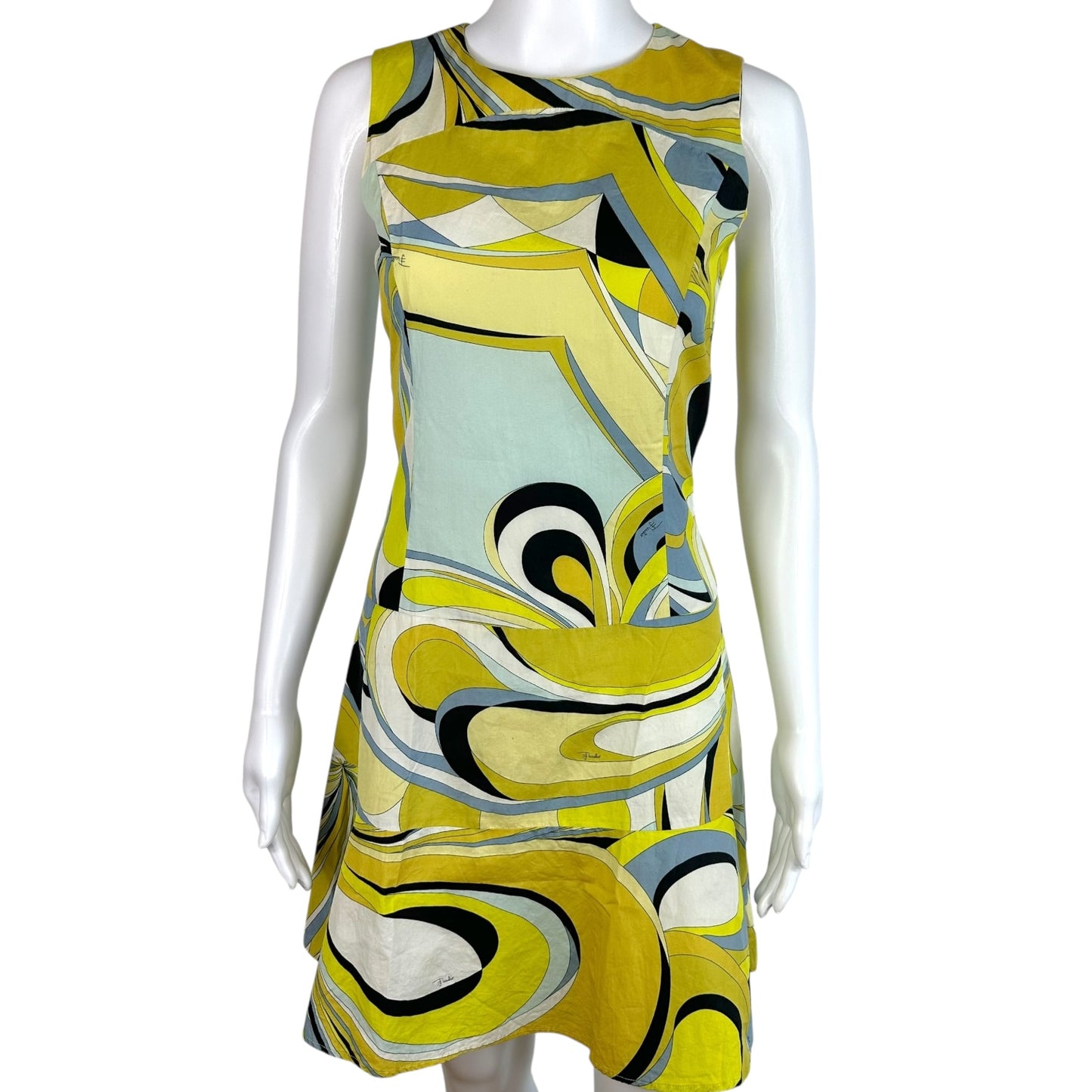 Emilio Pucci Blue & Green Printed Mini Dress