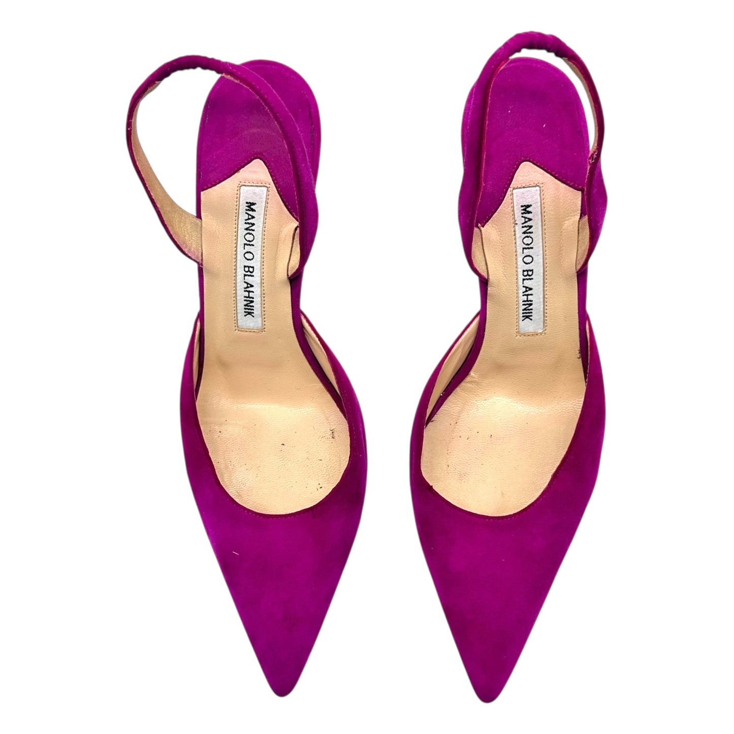 Manolo Blahnik Bright Purple Suede Slingback Heels