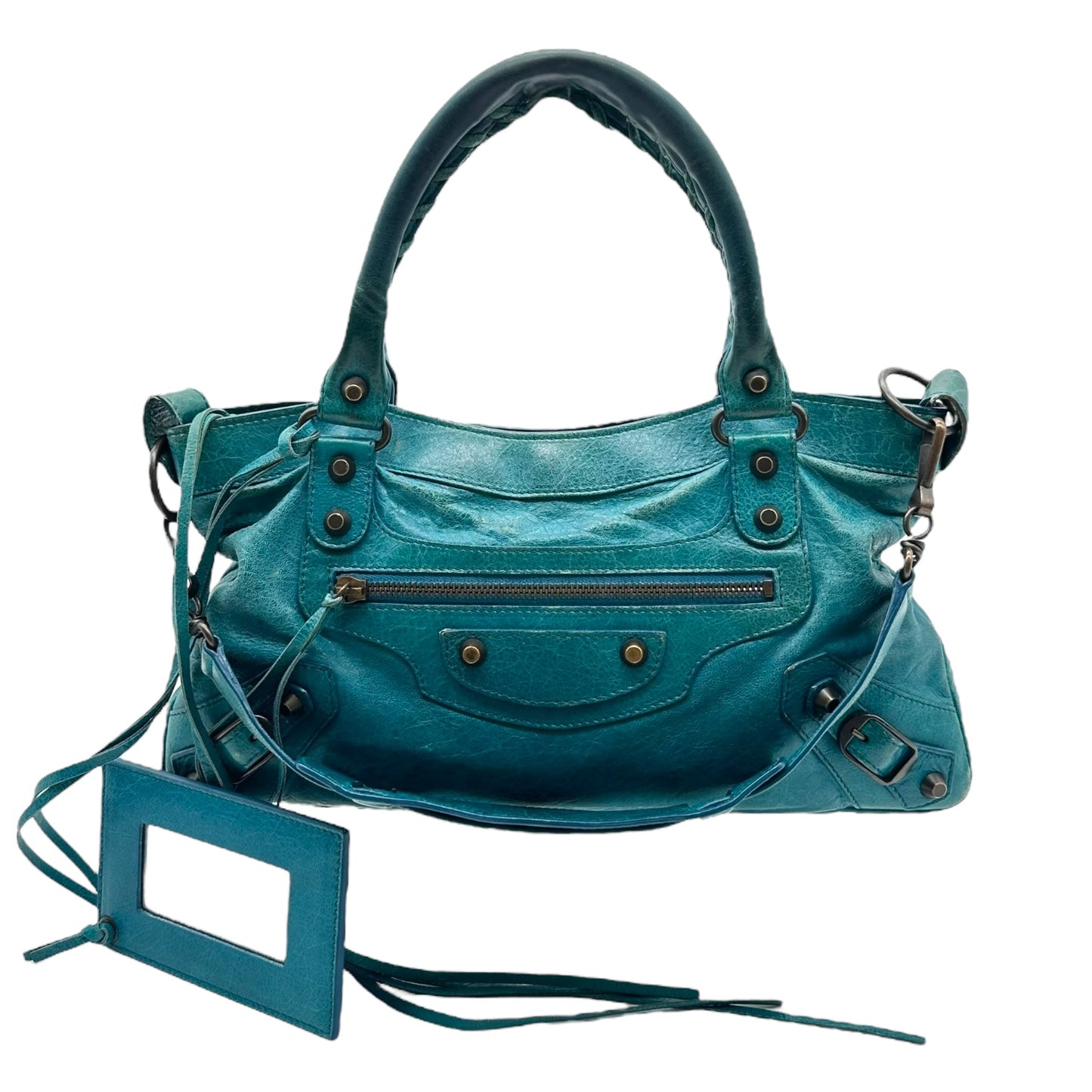 Balenciaga Teal Blue Leather First City Bag
