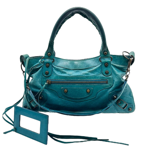 Balenciaga Teal Blue Leather First City Bag