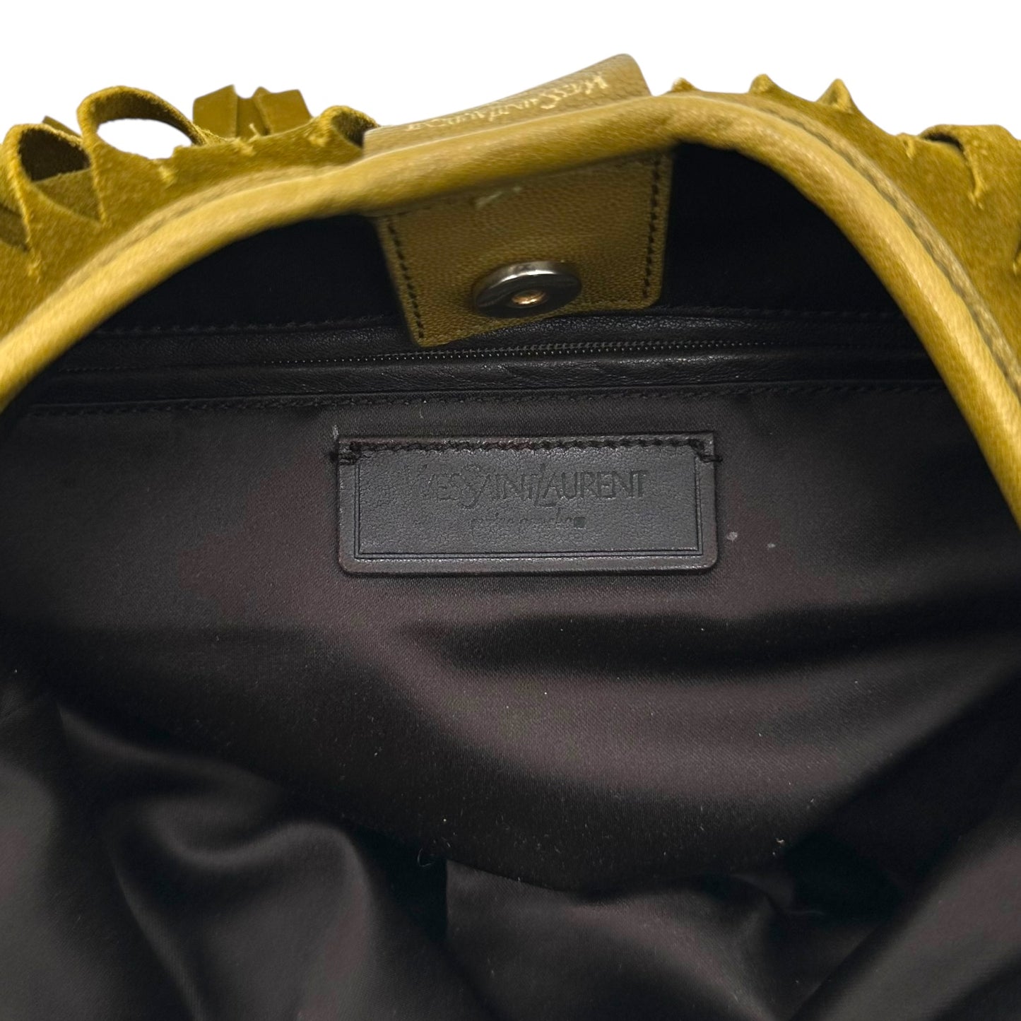 Yves Saint Laurent by Tom Ford Khaki Suede Fringe Shoulder Bag