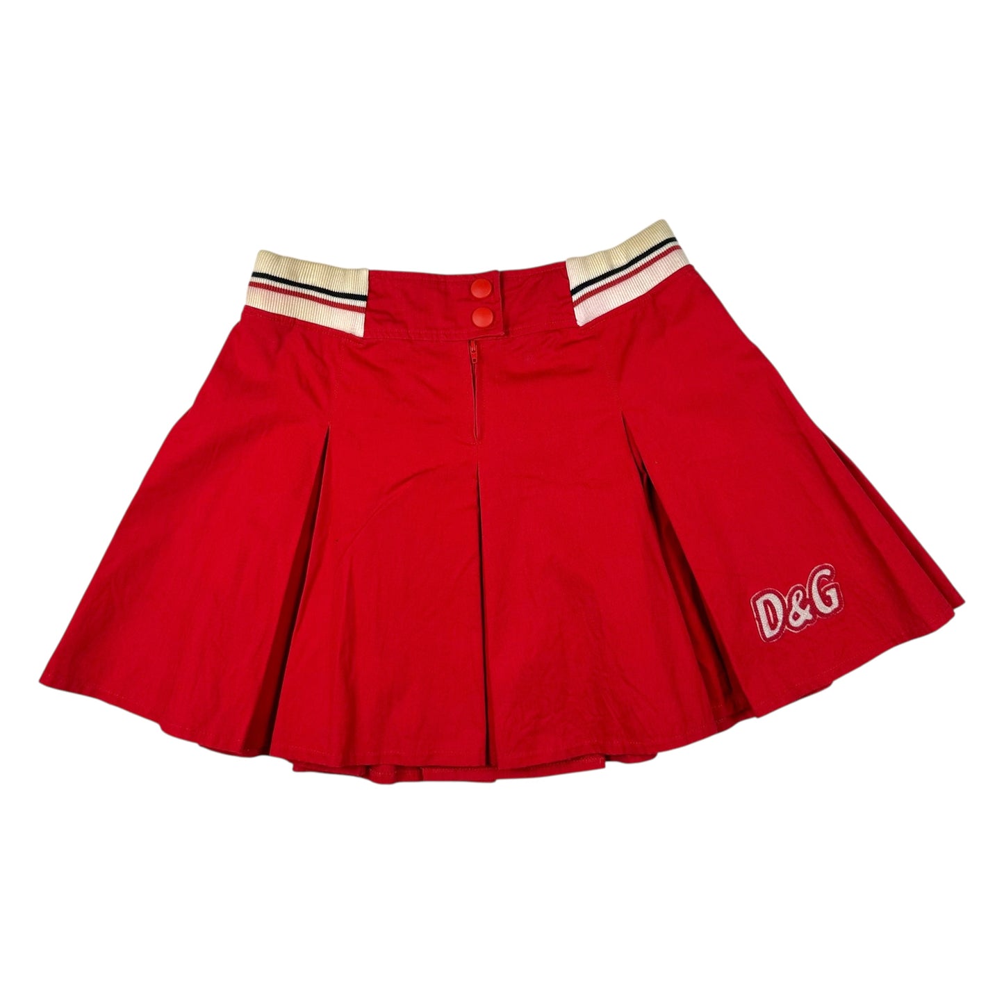 D&G Dolce & Gabbana Red Pleated Mini Skirt