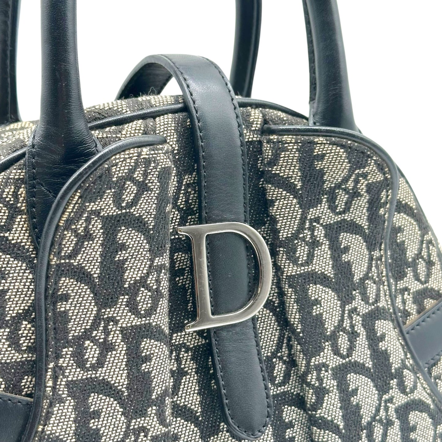 Christian Dior Black Trotter Monogram Small Bowler Handbag