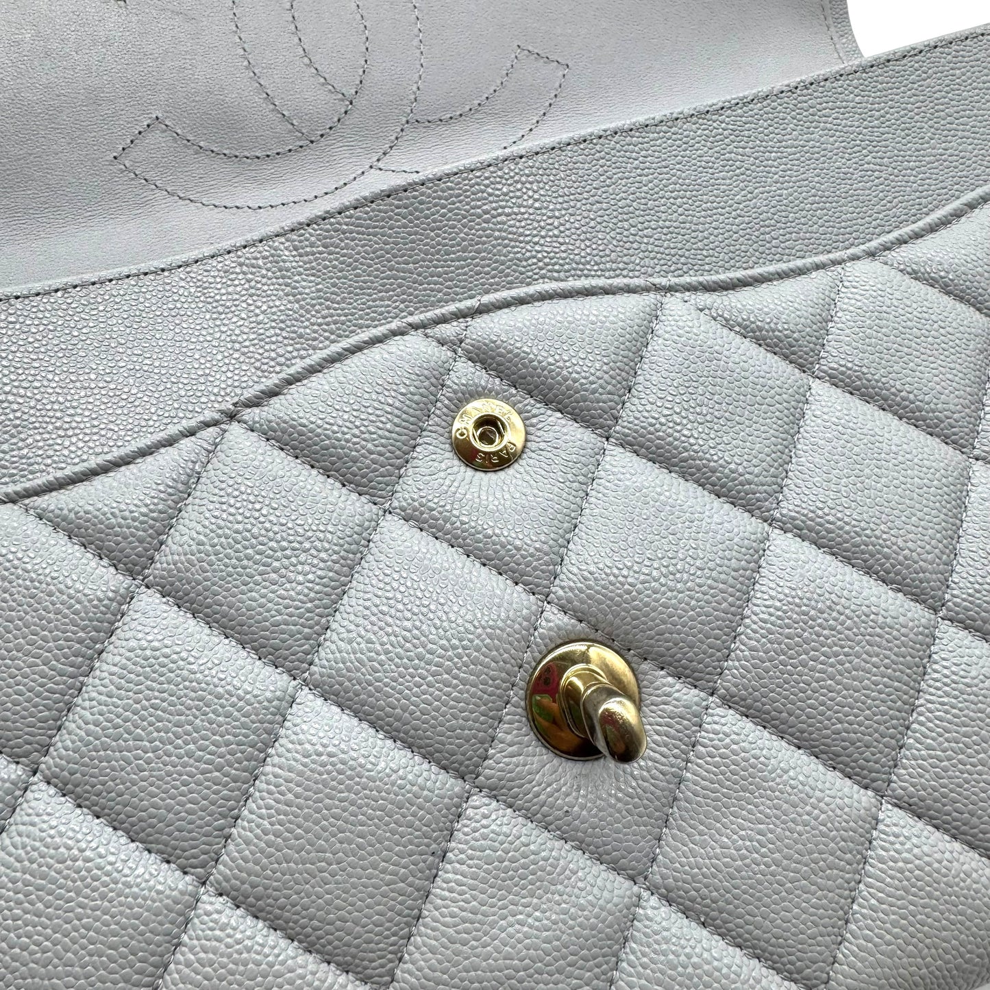 Chanel Gray Caviar Medium Double Flap Bag