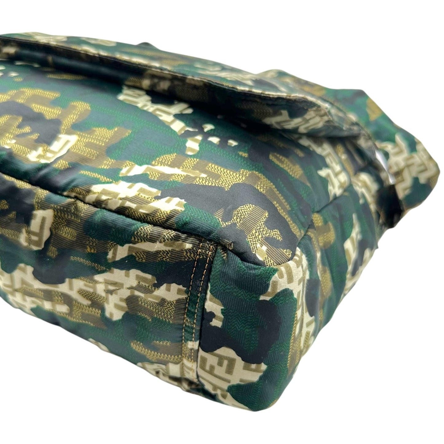 Fendi Messenger Bag Beige Zucchino Monogram Camouflage Satin