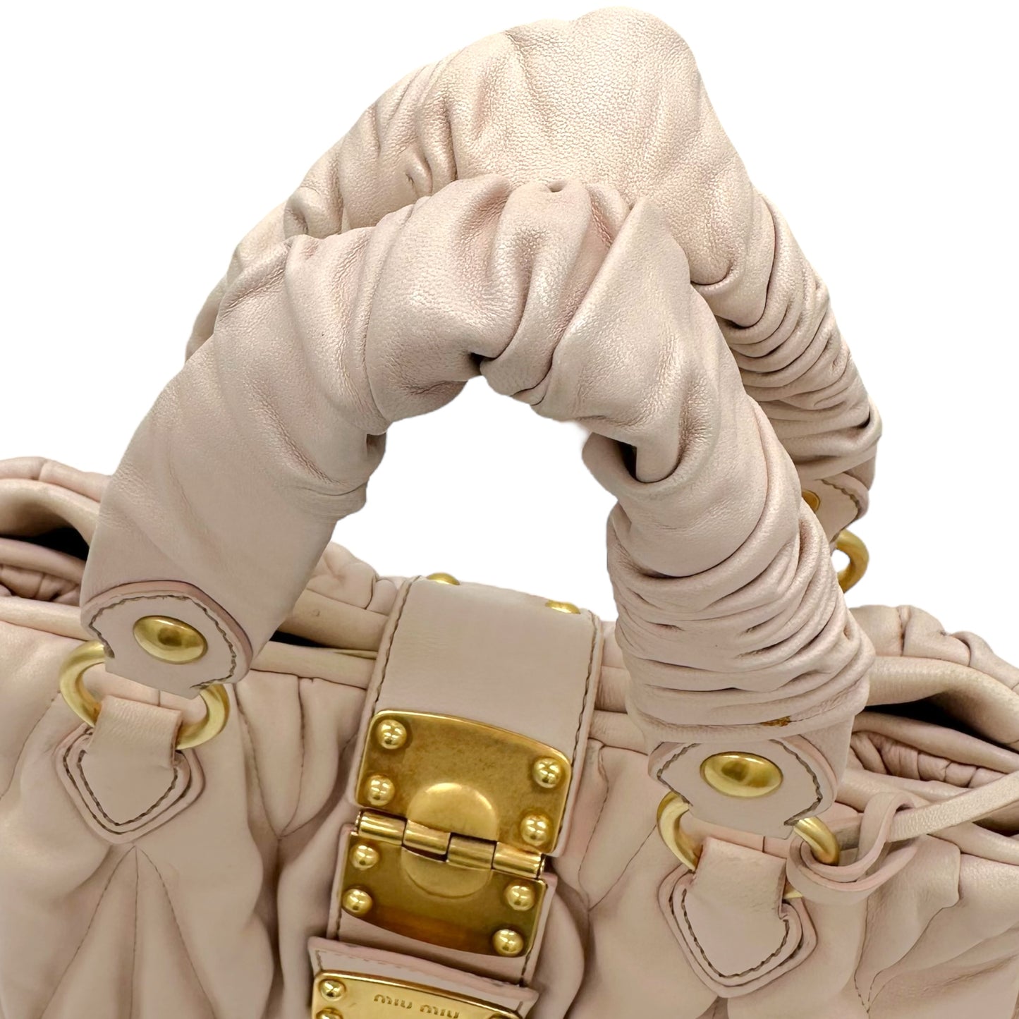 Miu Miu Pink Leather Quilted Small Tote Bag
