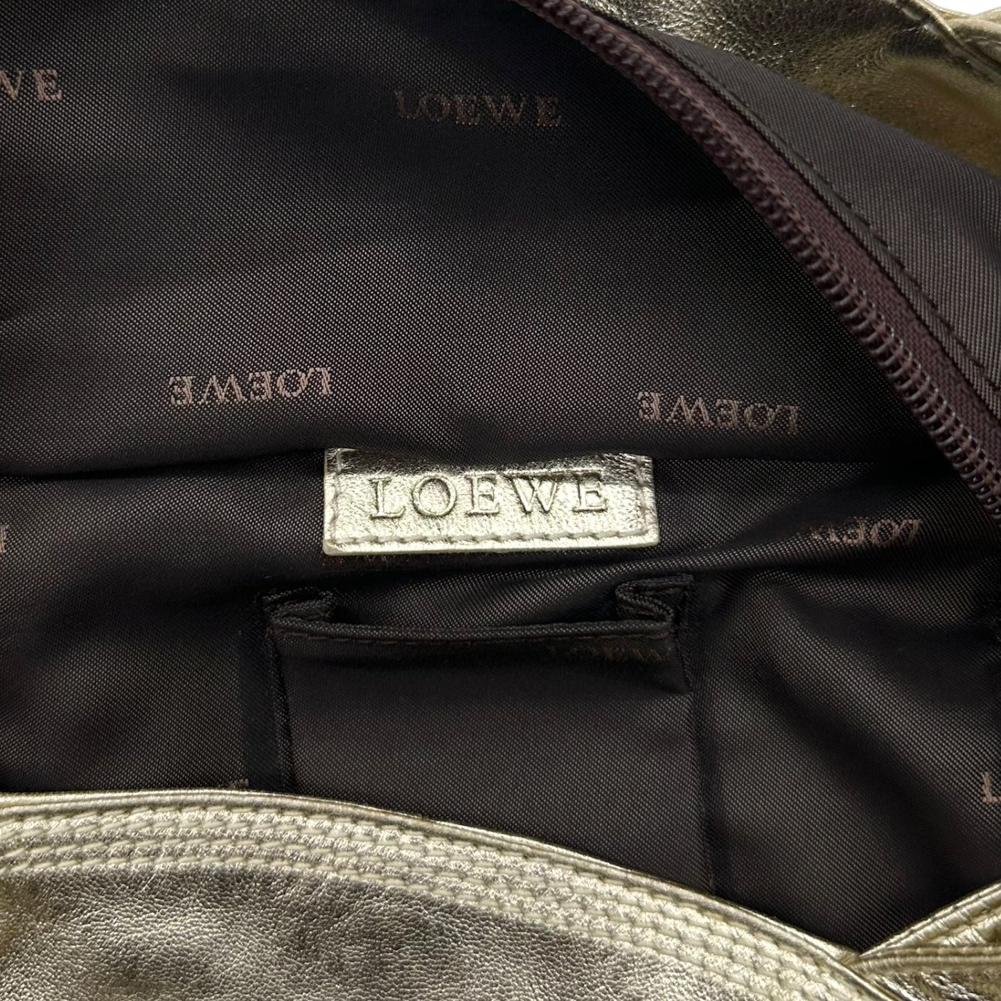 Loewe Champagne Metallic Leather Aire Hobo Bag