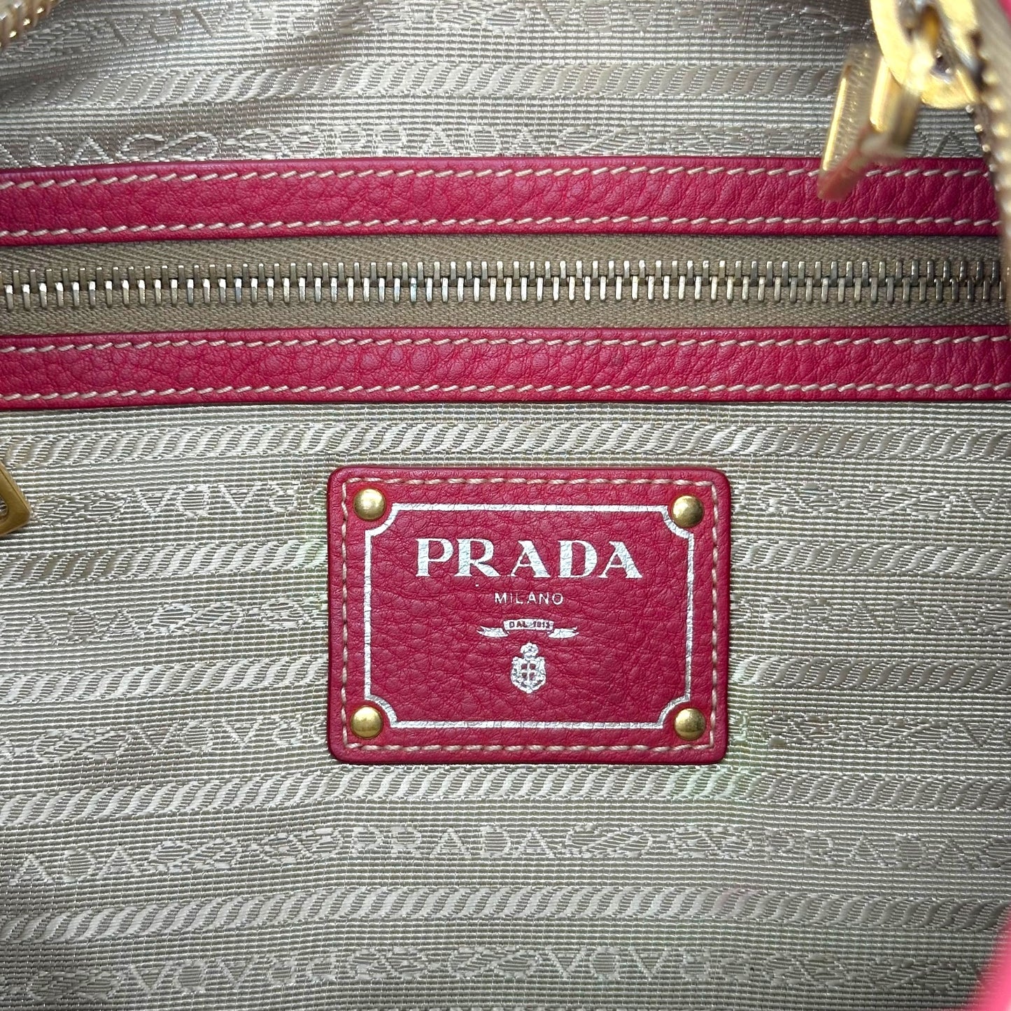 Prada Red Leather Crescent Hobo Shoulder Bag