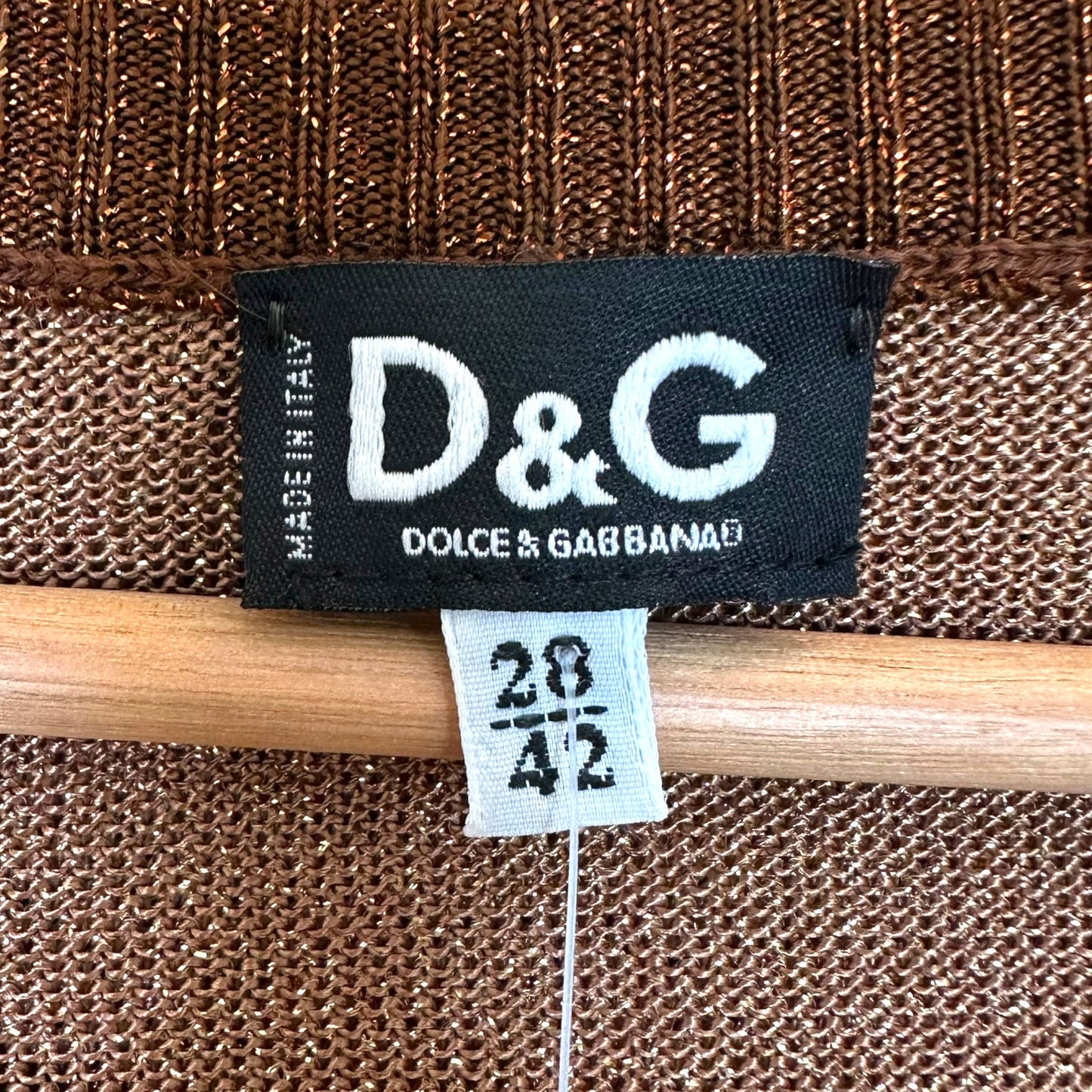 Dolce & Gabbana Brown Striped Lamé Crop Sweater