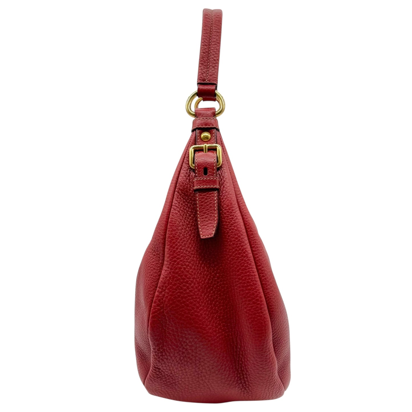 Prada Red Leather Crescent Hobo Bag