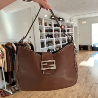 Fendi Brown Leather Croissant Shoulder Bag
