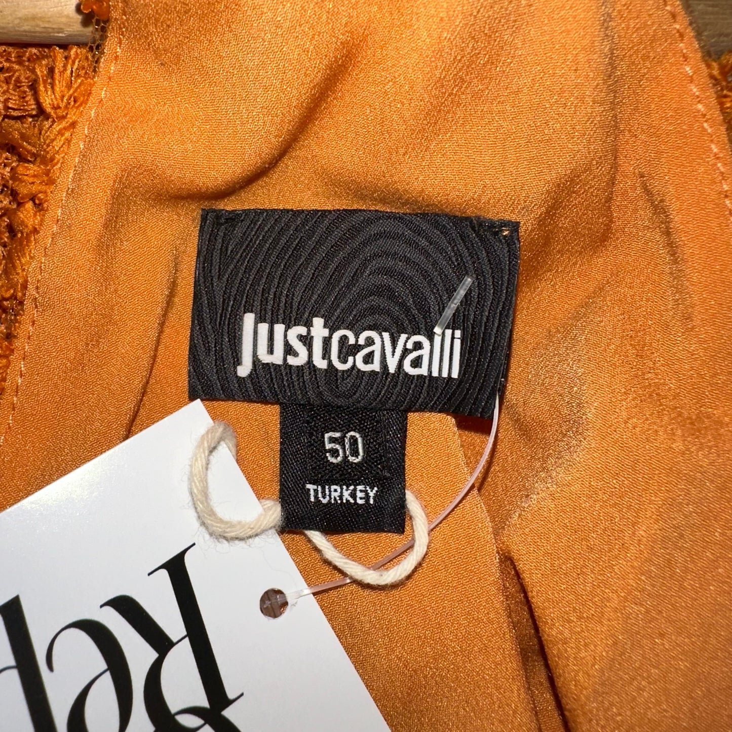 Just Cavalli Roberto Cavalli Orange Fringe & Lace Top NEW