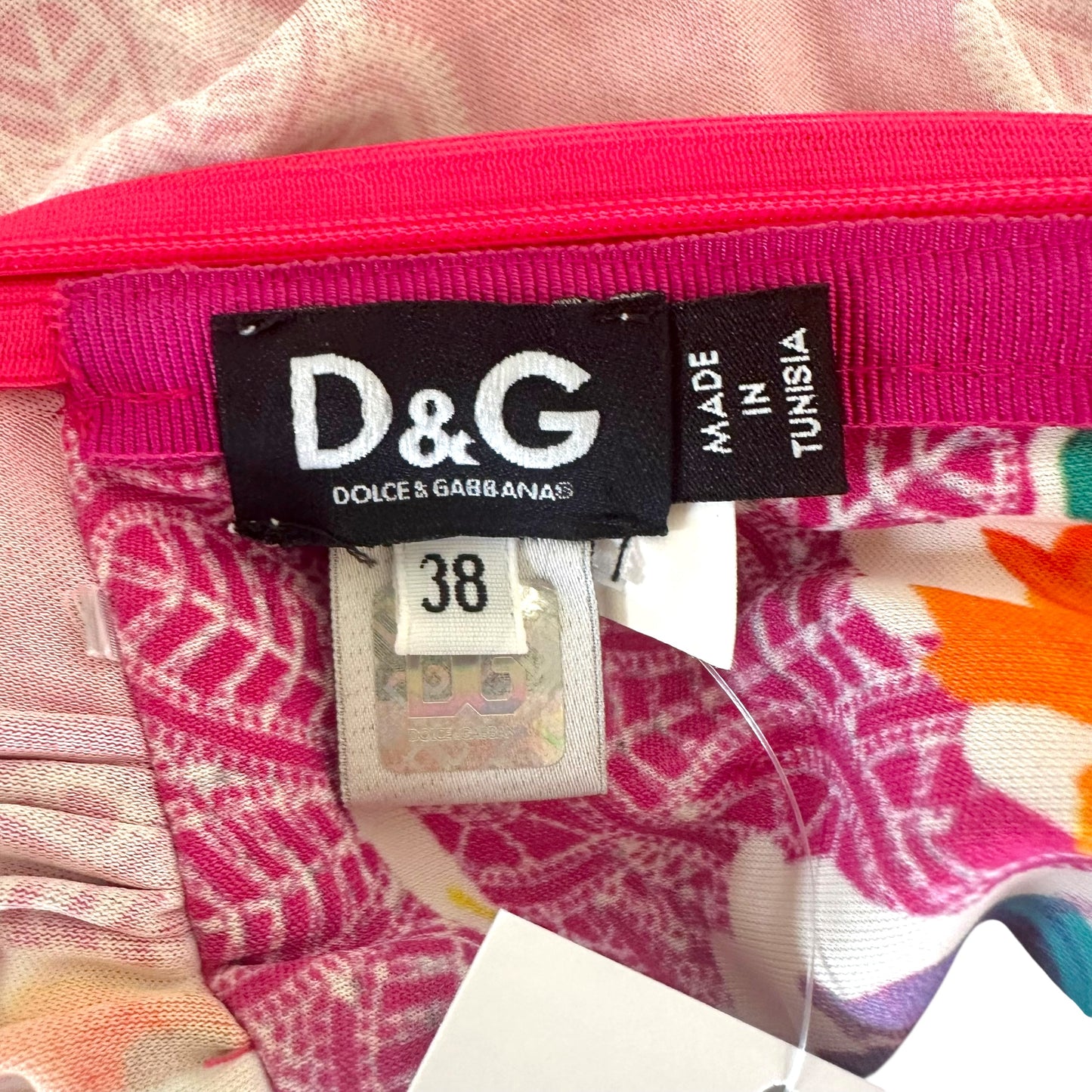 D&G Dolce & Gabbana Pink Floral Cowl Neck Midi Dress