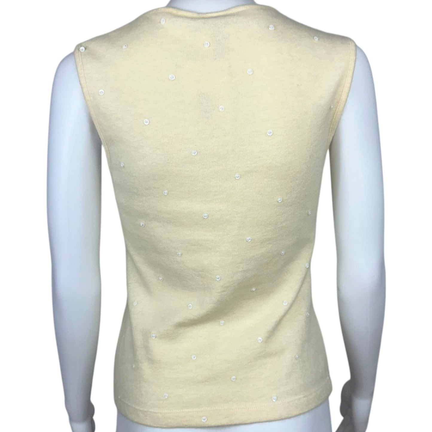 D&G Dolce & Gabbana Butter Yellow Sequin Embellished Cashmere Tank Top