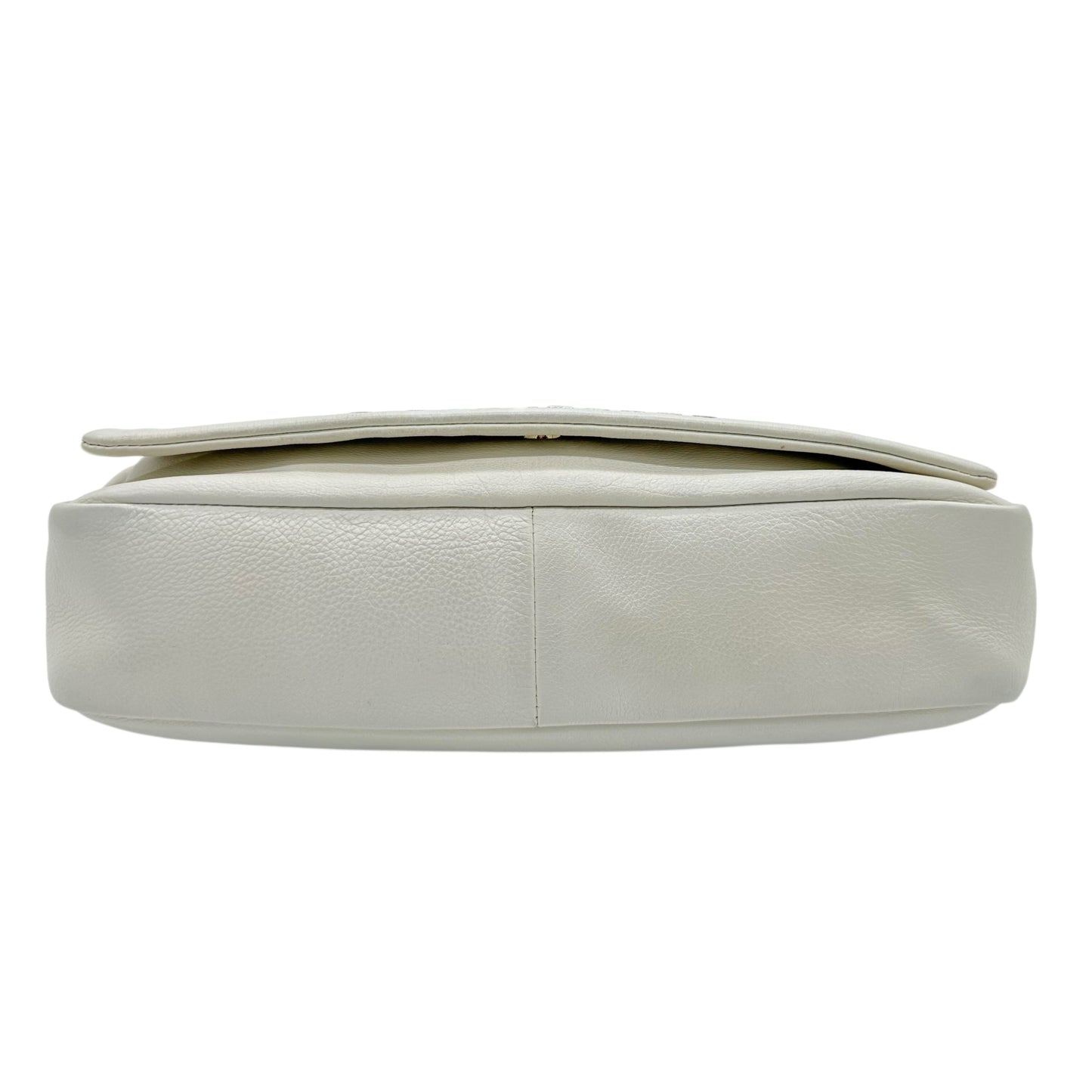 Chanel White Studded Logo Shoulder Bag