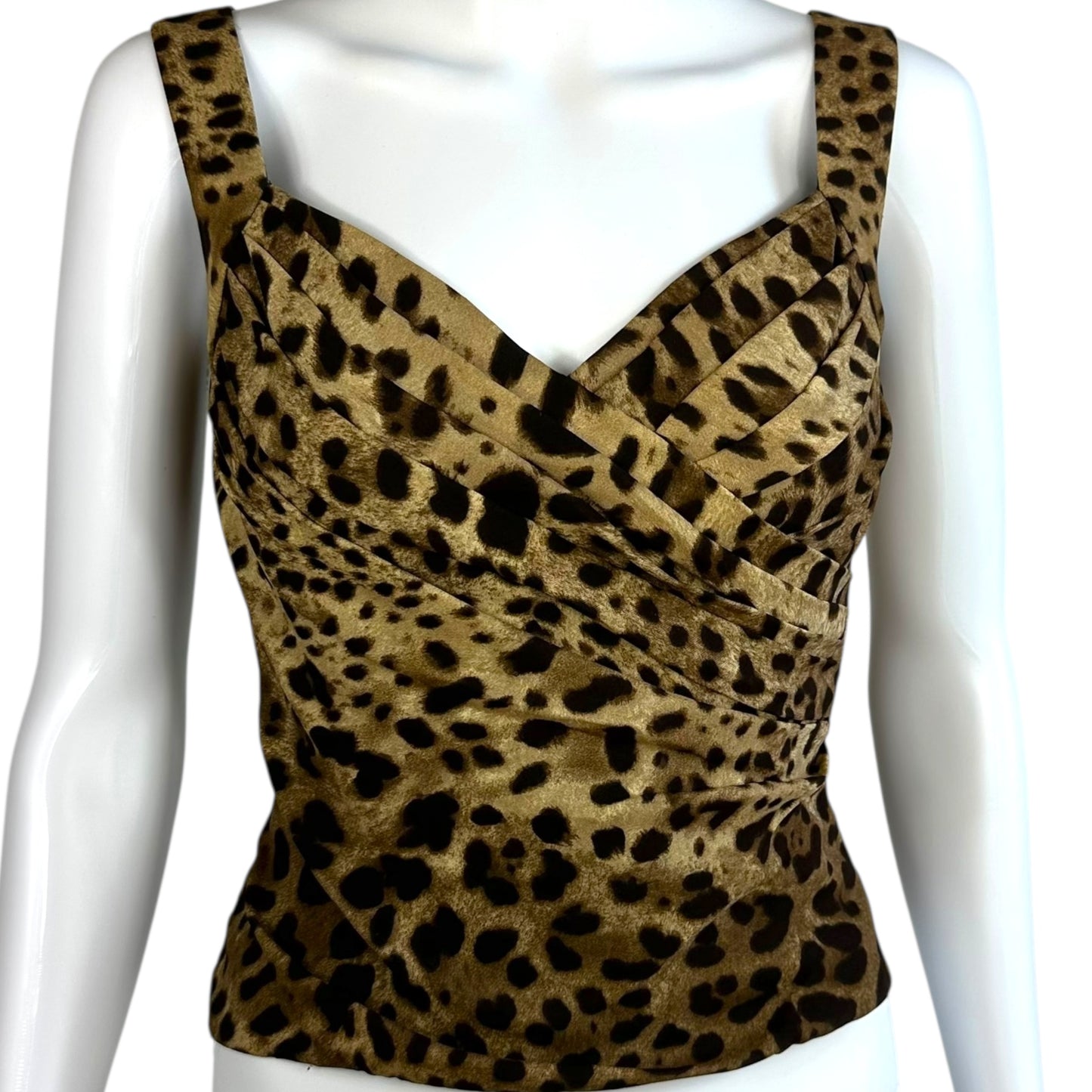 Dolce & Gabbana Leopard Print Silk Crossover Corset Top