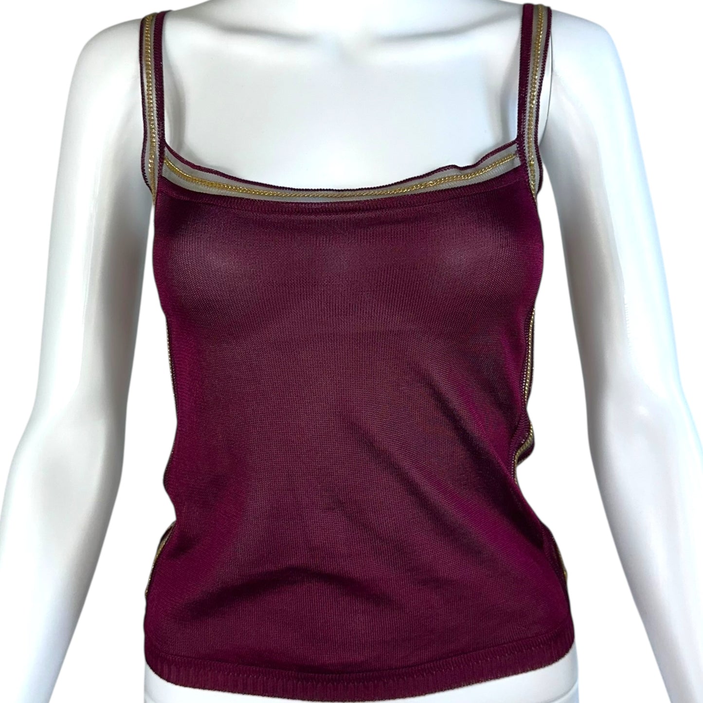 Christian Dior Burgundy Knit & Gold Chain Cami