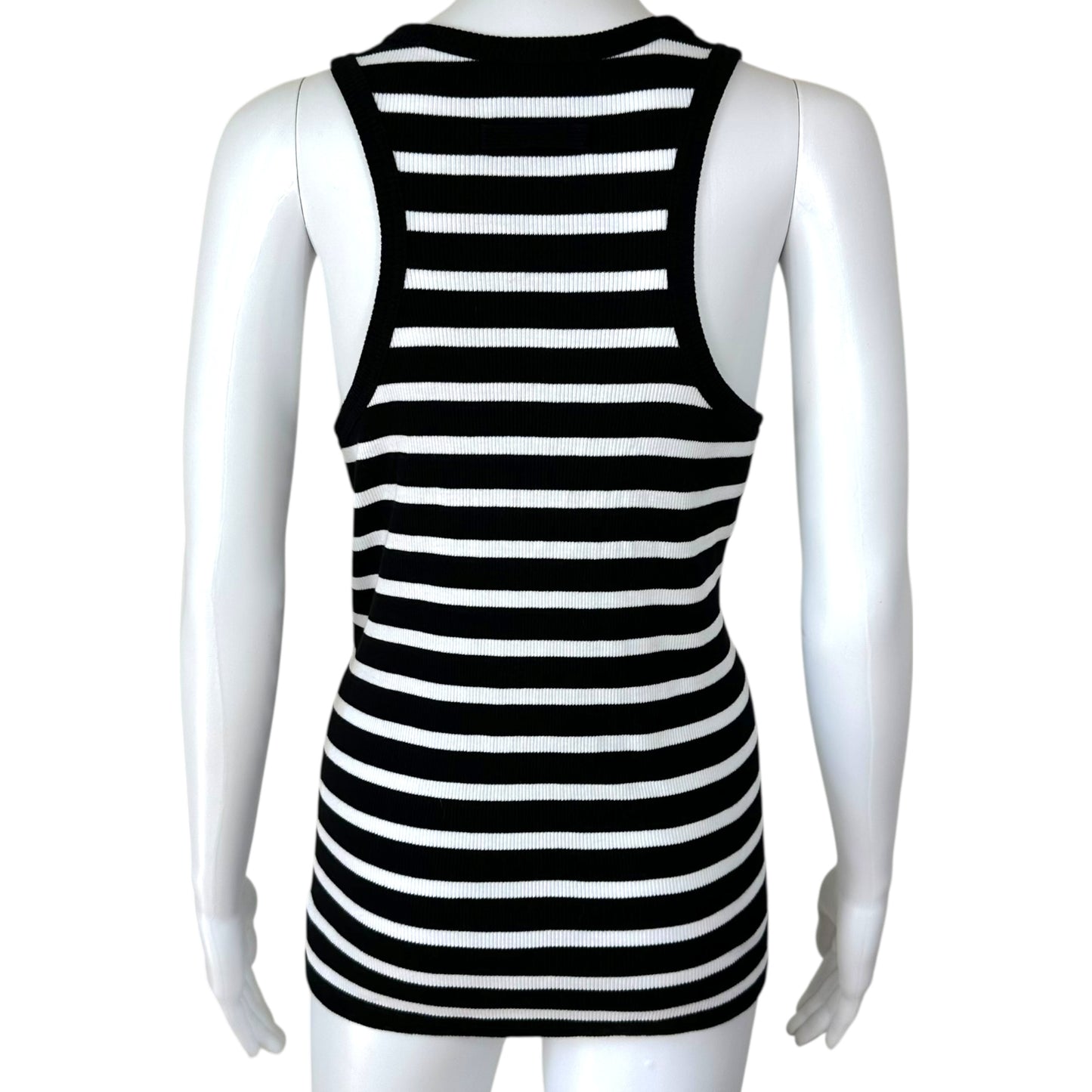 Jean Paul Gaultier Black & White Striped 'Overall' Tank