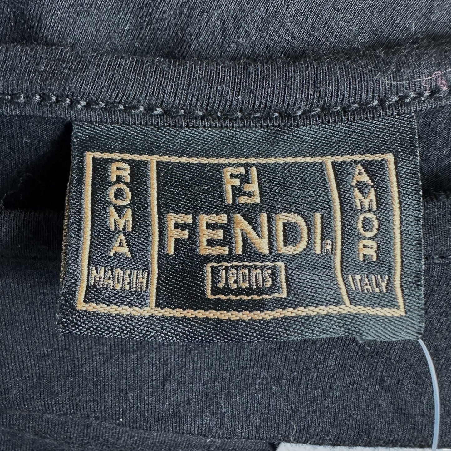Fendi Jeans Black Longsleeve w/ Studded Logo Sleeves - Outfit Repeater