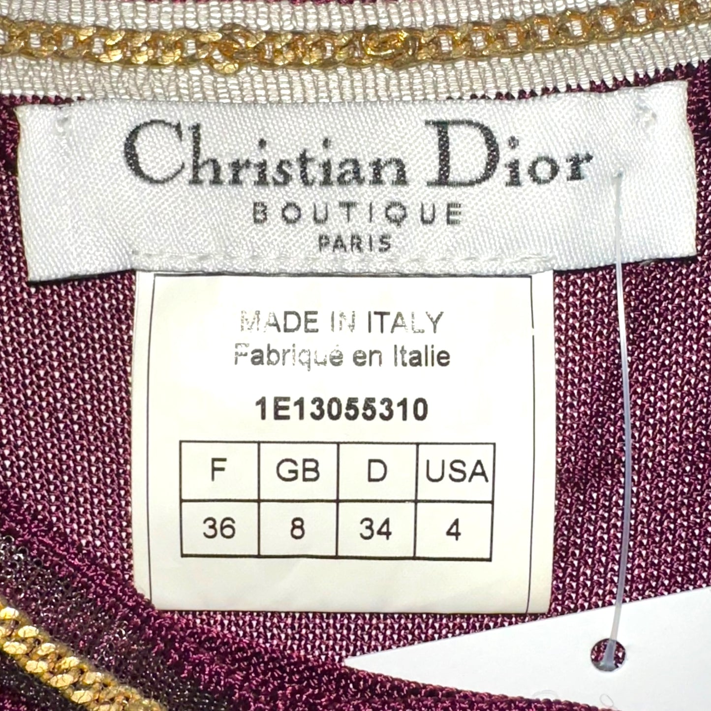 Christian Dior Burgundy Knit & Gold Chain Cami