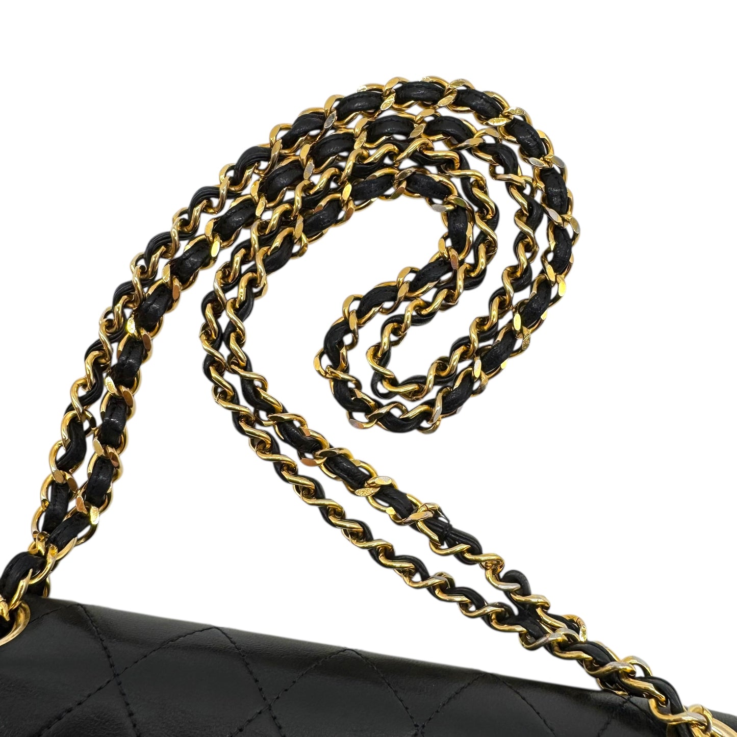 Chanel Black Lambskin Matelasse Quilted Classic Medium Double Flap Bag 1989-1991 - Outfit Repeater