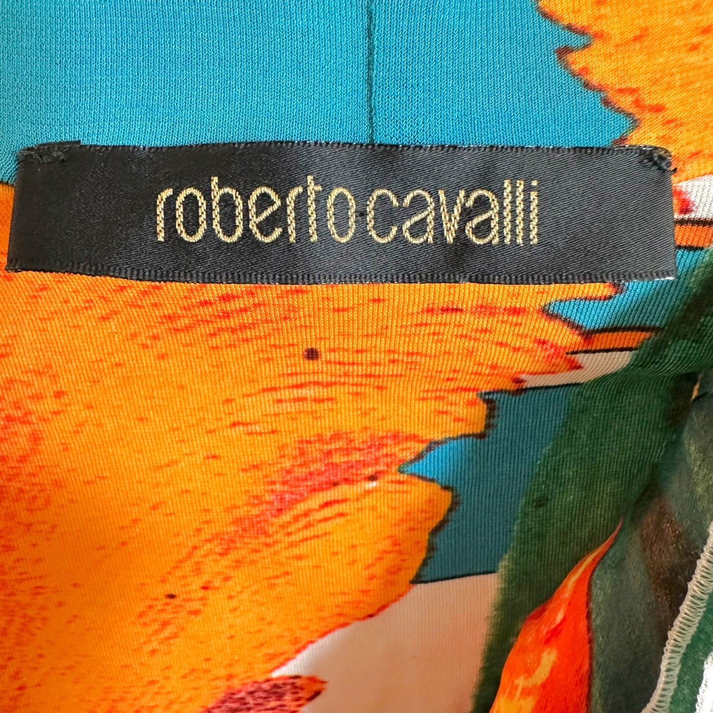 Roberto Cavalli S/S 2006 Orange Multi Printed Silk Ruffle Mini Skirt