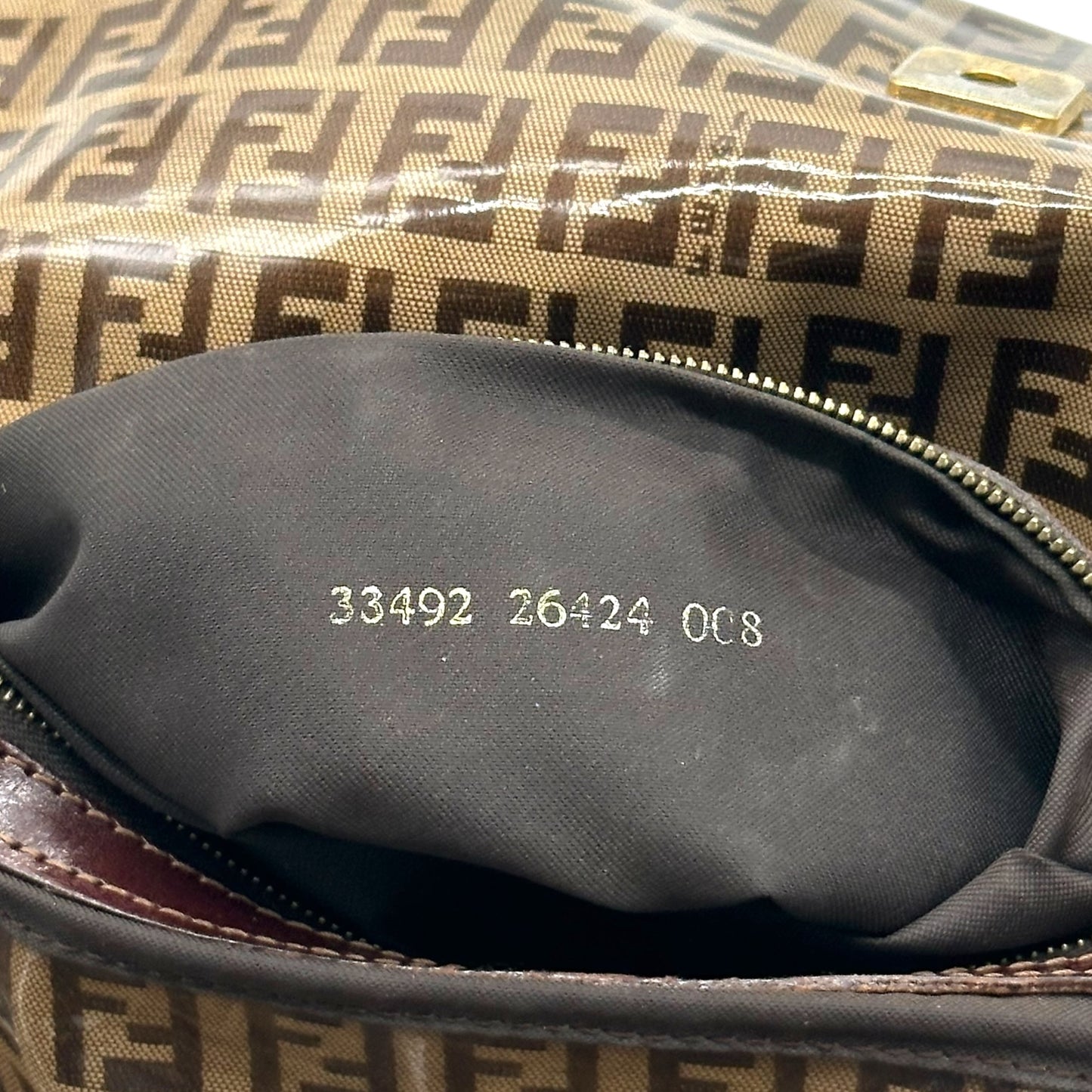 Fendi Coated Canvas Zucchino Monogram Glitter Buckle Baguette Bag - Outfit Repeater