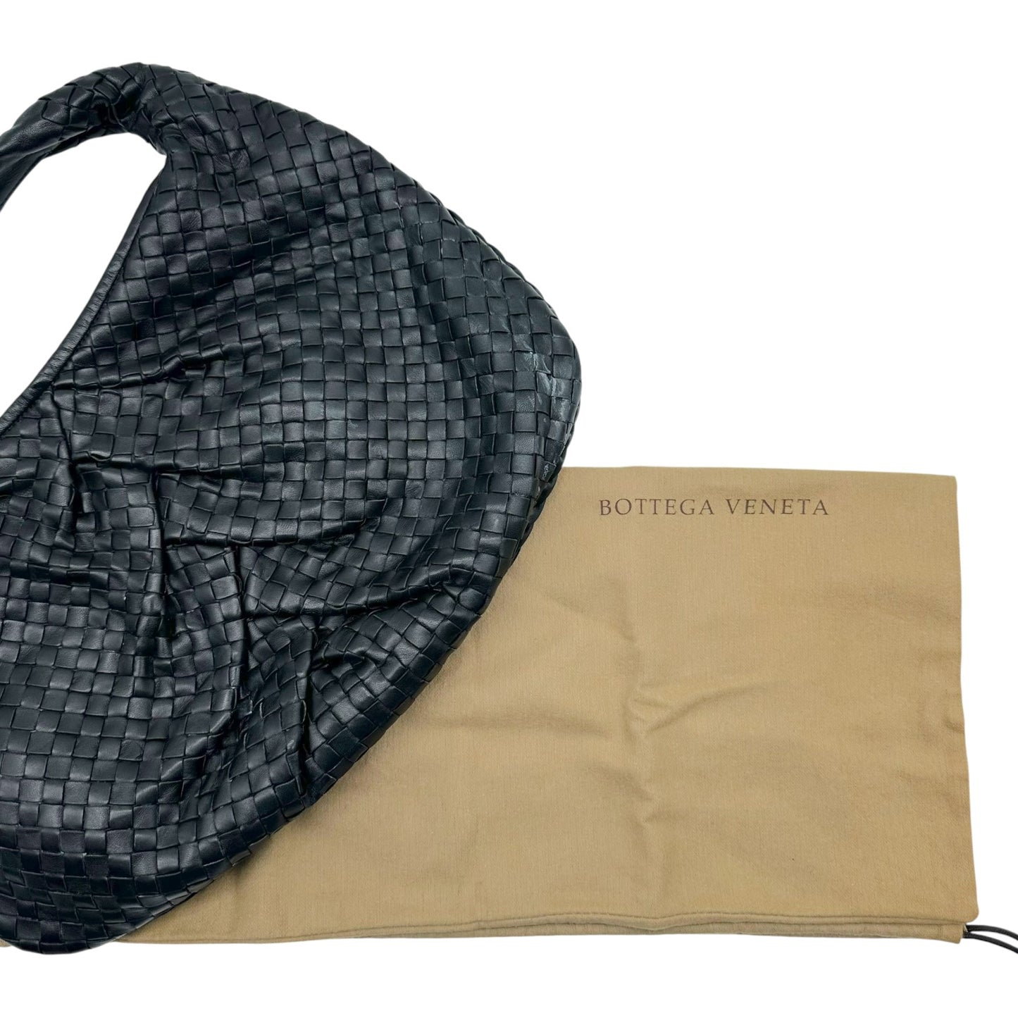 Bottega Veneta Black Intrecciato Woven Leather Medium Hobo Bag