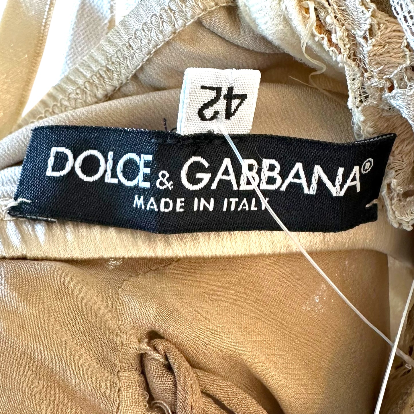 Dolce & Gabbana Ivory Tiered Lace Blouse w/ Built in Bra