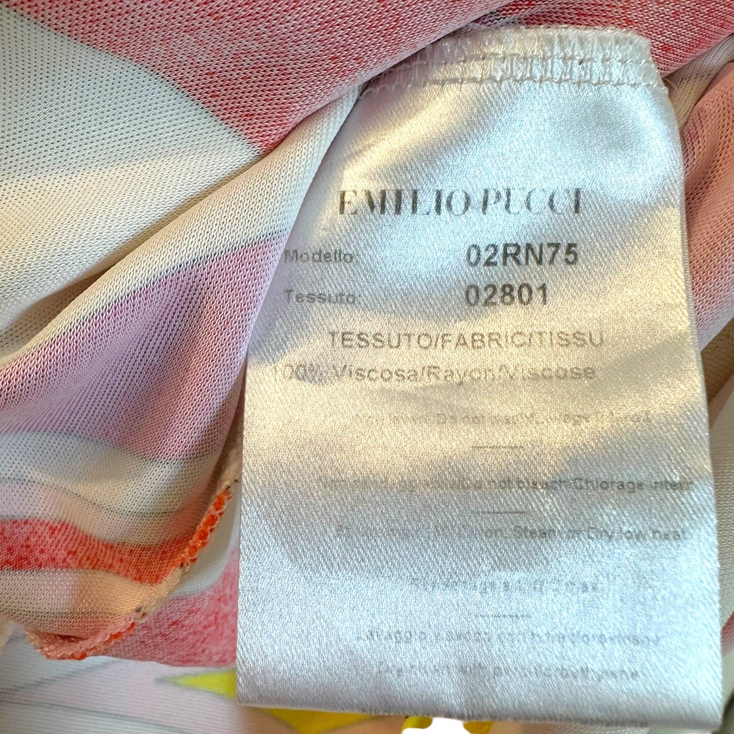 Emilio Pucci Pink & Yellow Printed Cowl Neck Blouse