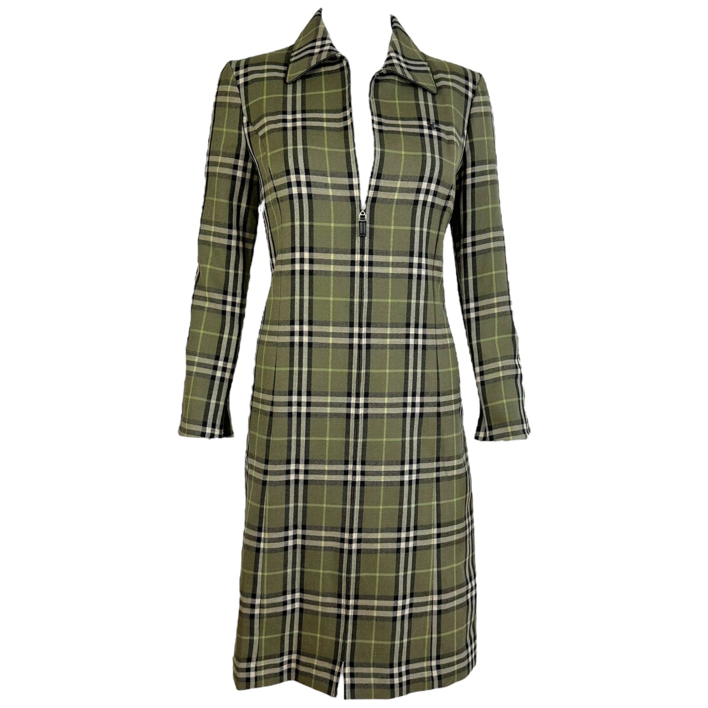Burberry Blue Label Green Plaid Tench Coat - Outfit Repeater