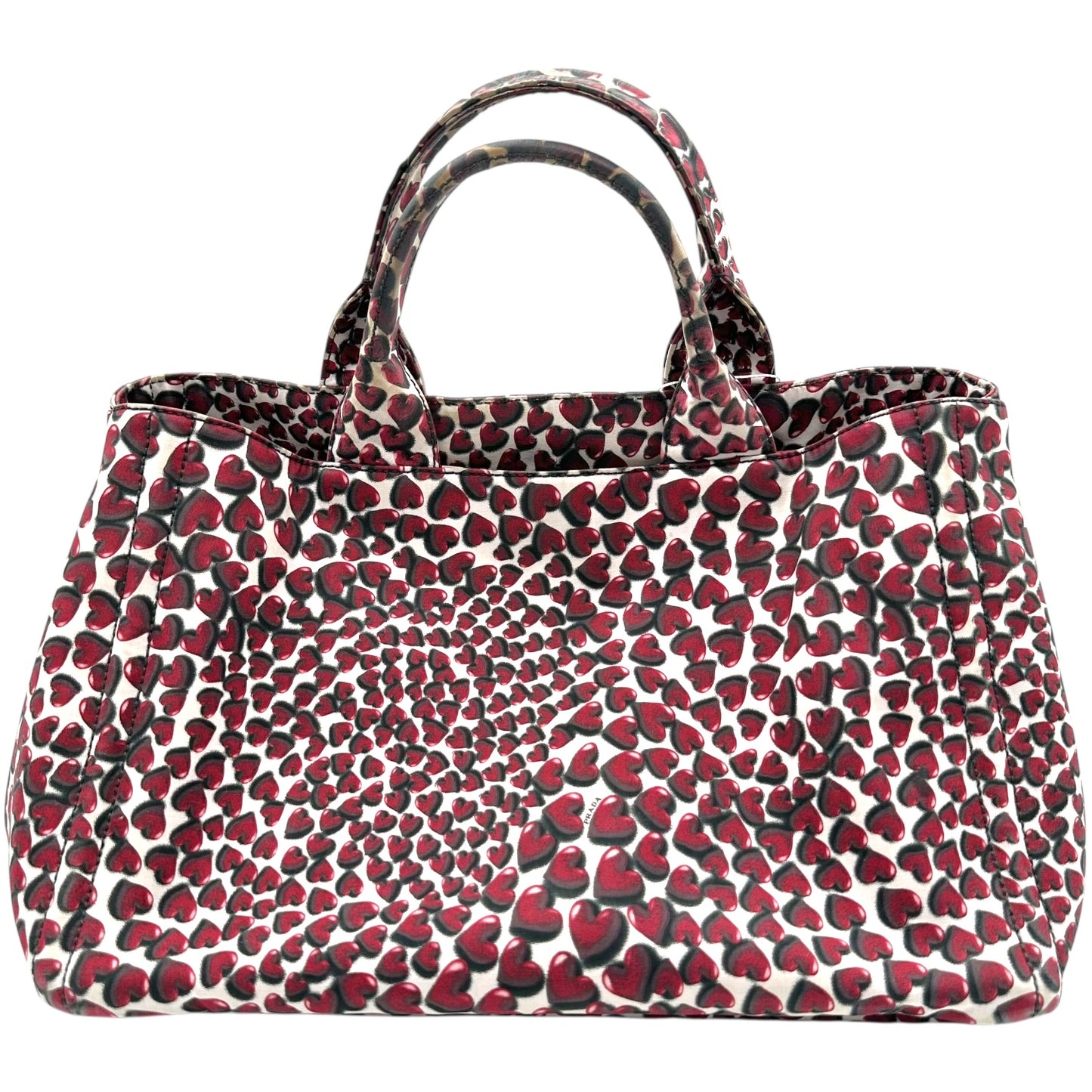 Prada Heart Print Canapa Tote Bag