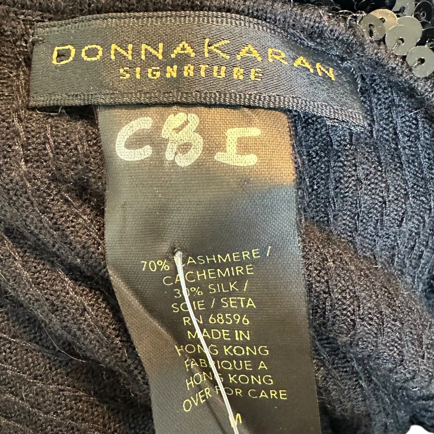 Donna Karan Signature 90's Black Sequin & Cashmere Halter Top