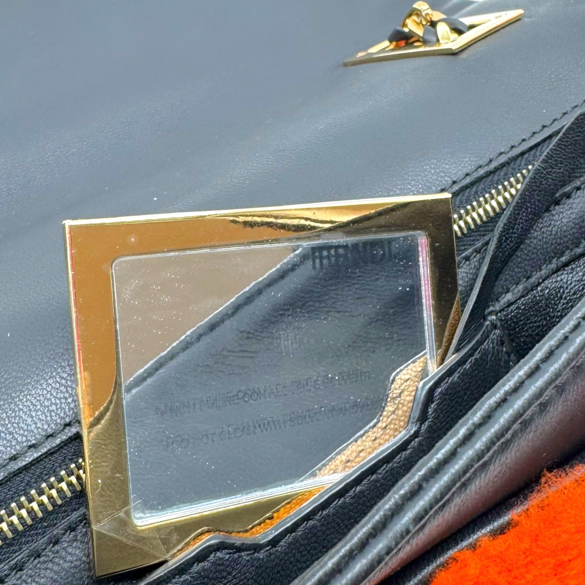 Fendi Bright Orange Shearling Be-Baguette 2-Way Bag