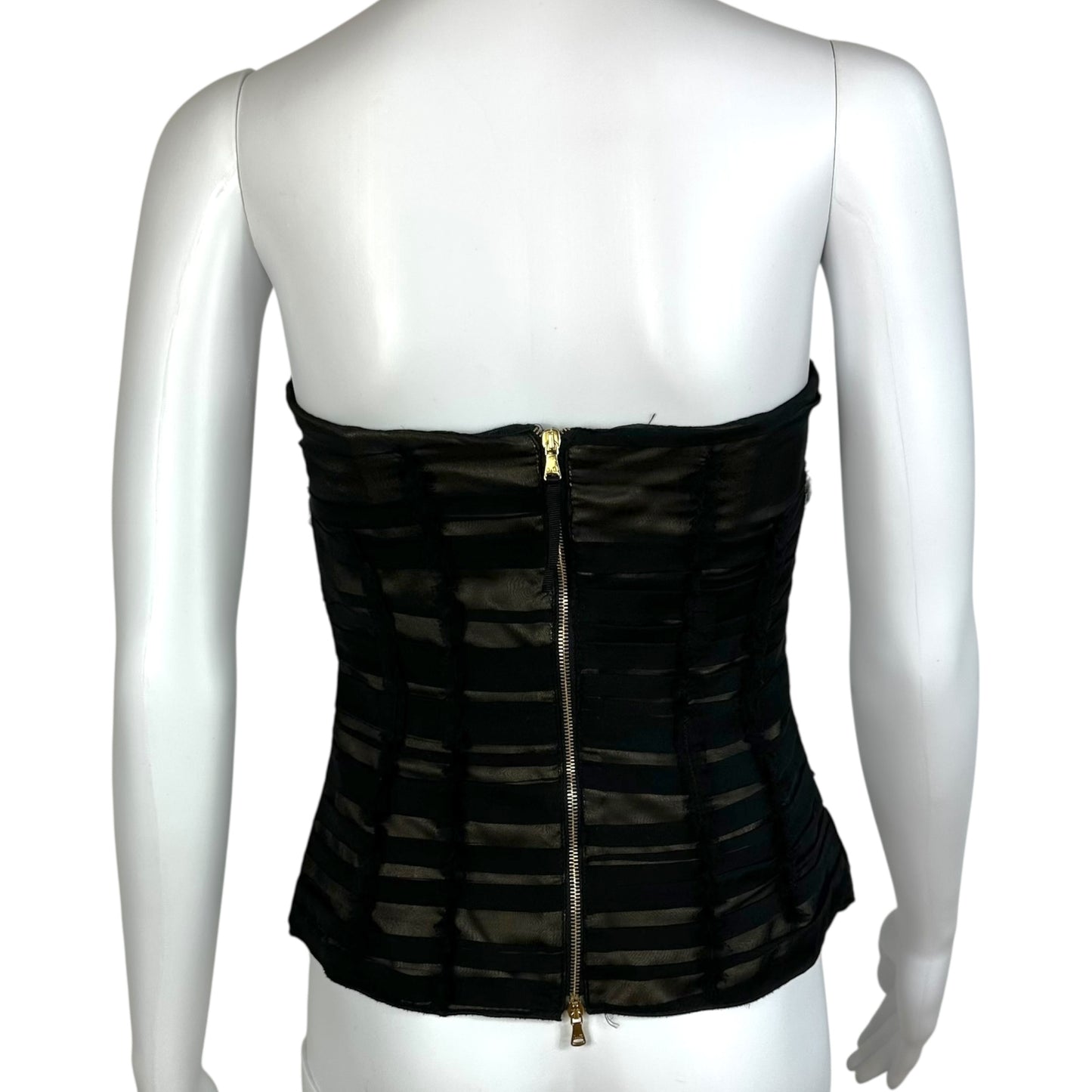 D&G Dolce & Gabbana Black Ruched Silk Corset