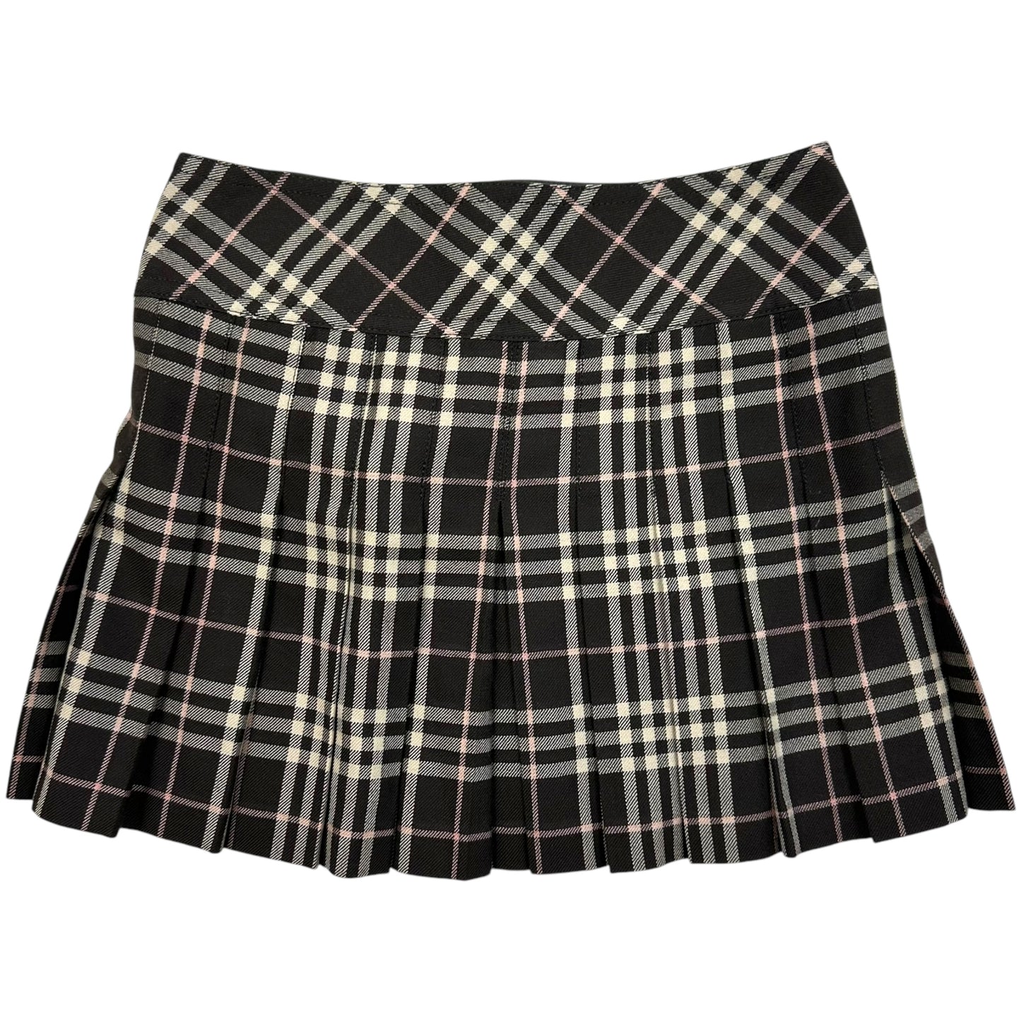 Burberry Blue Label Brown & Pink Plaid Pleated Mini Skirt