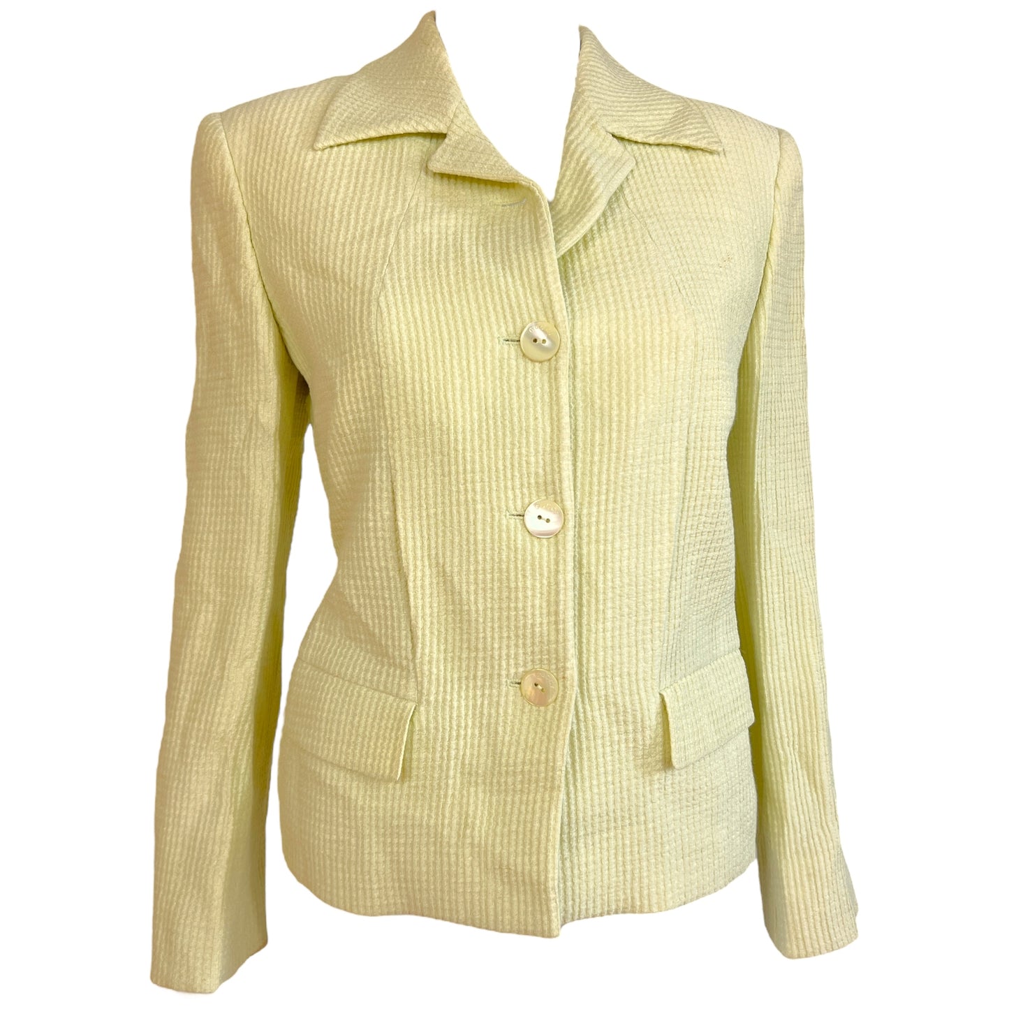 Gucci by Tom Ford S/S 1996 Butter Yellow Linen Waffle Crop Jacket